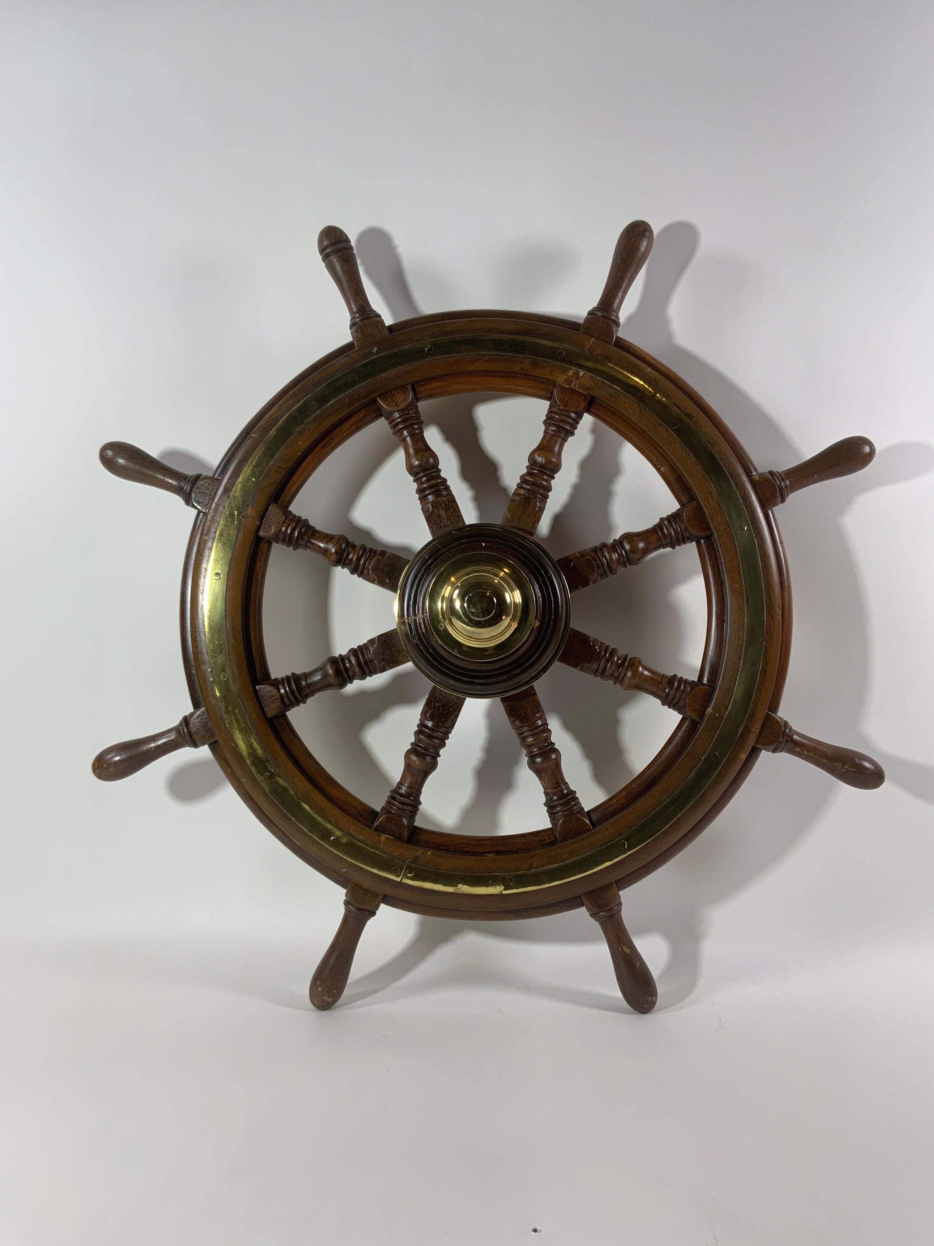 Ships Wheel with Wood Hub, circa 1860 4