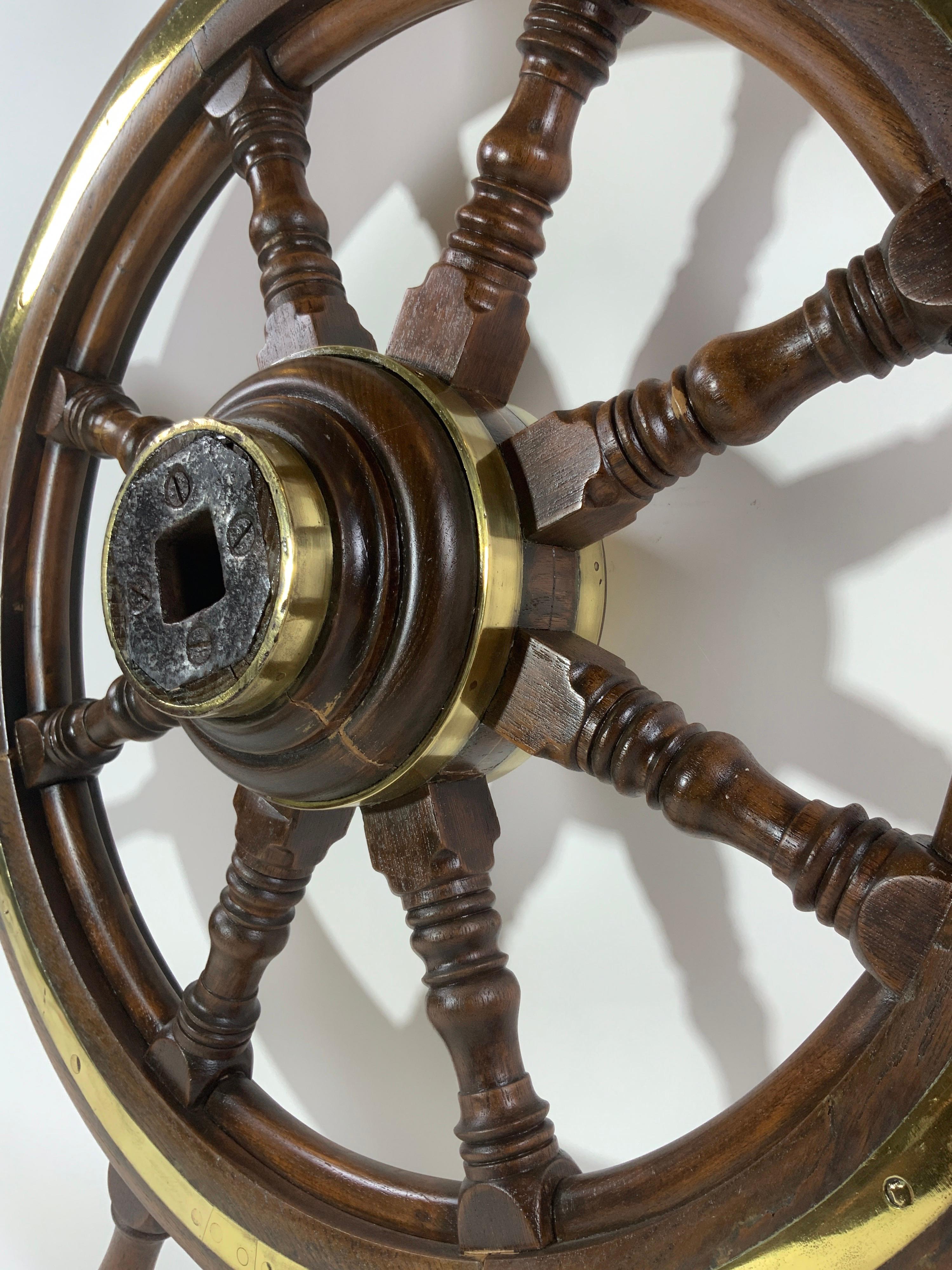 Ships Wheel with Wood Hub, circa 1860 1