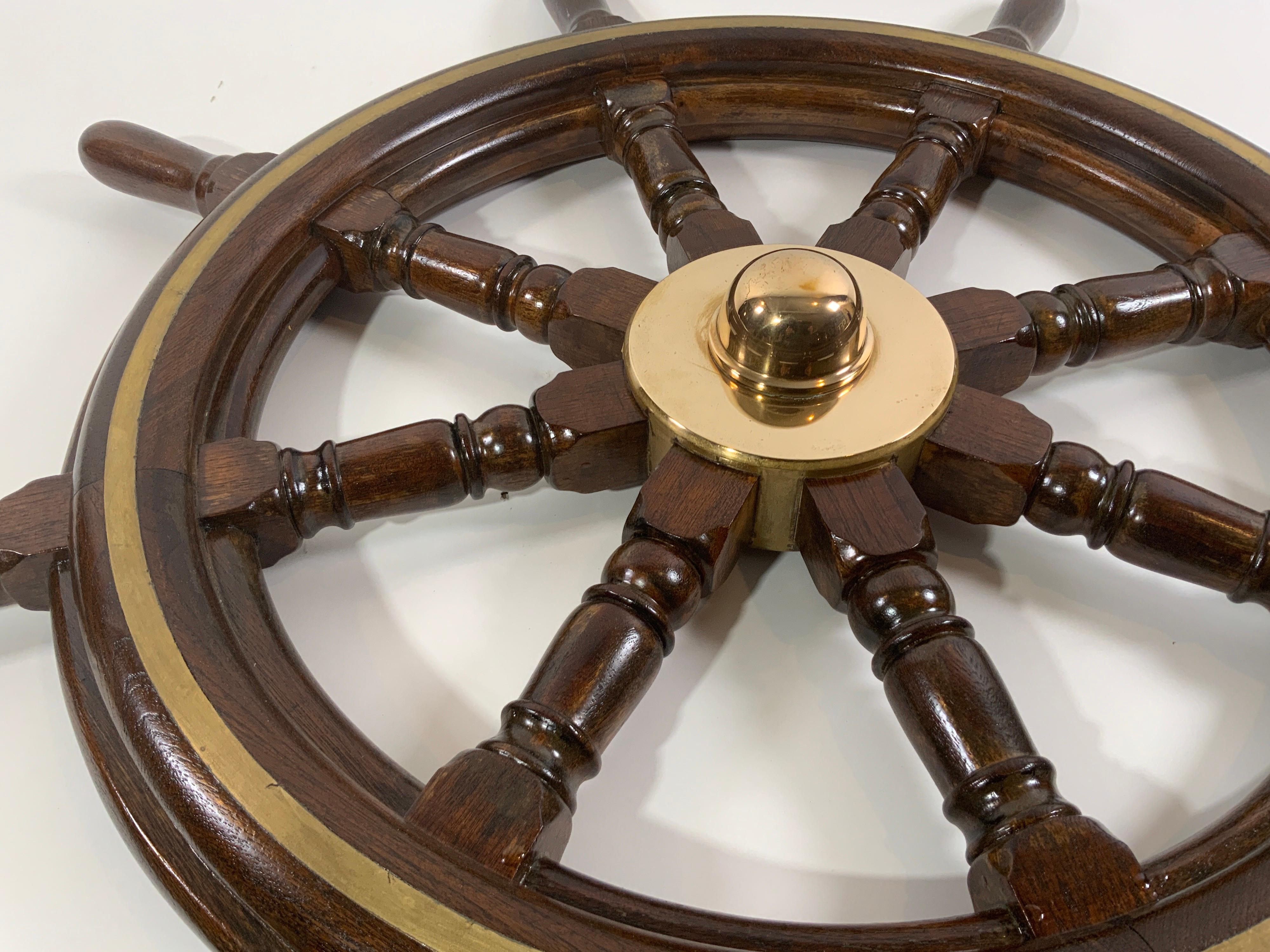 Wood Authentic Eight-Spoke Ship's Wheel For Sale