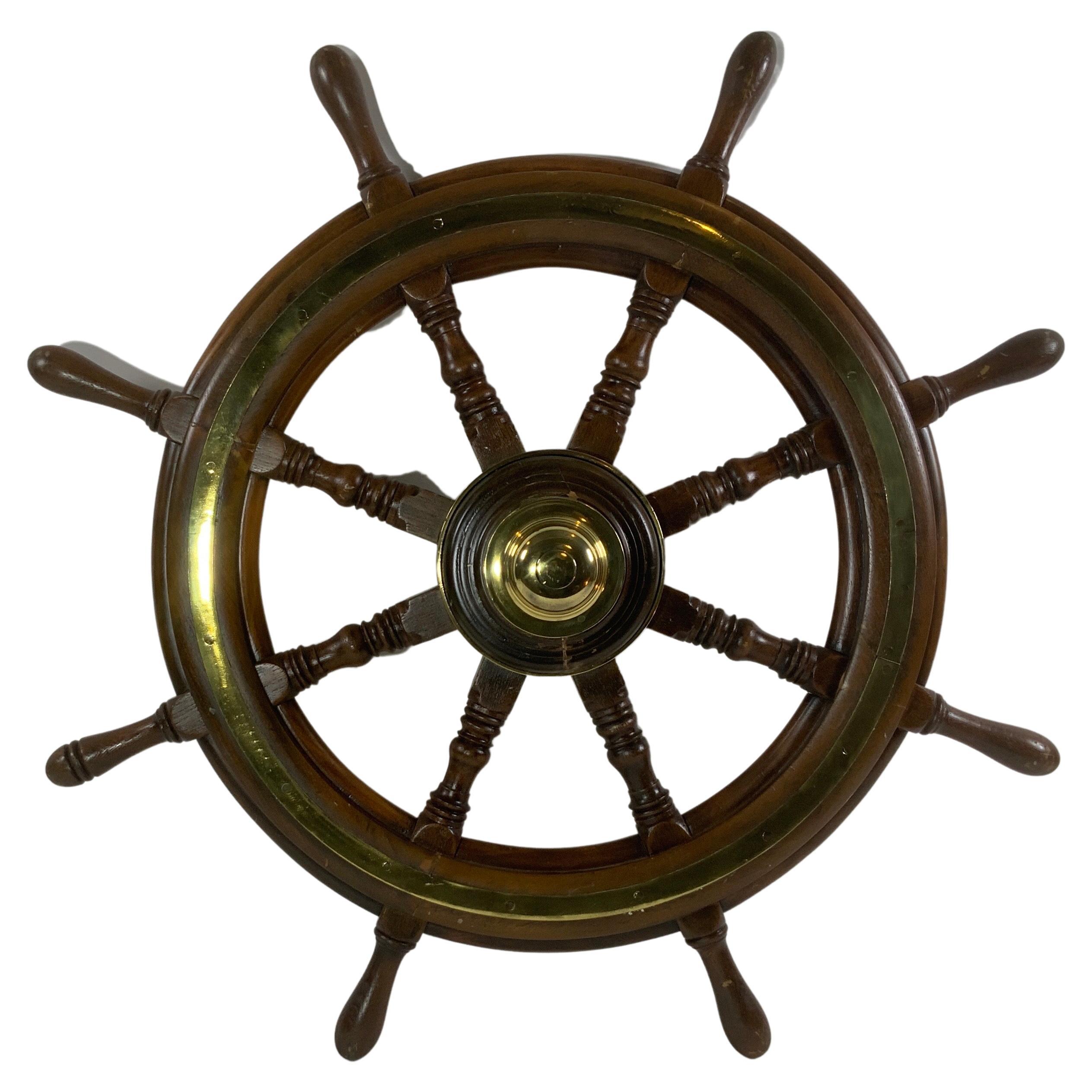 18" Inch Nautical Wooden Ship Wheel With Brass Handle Wall Decor handmade design 