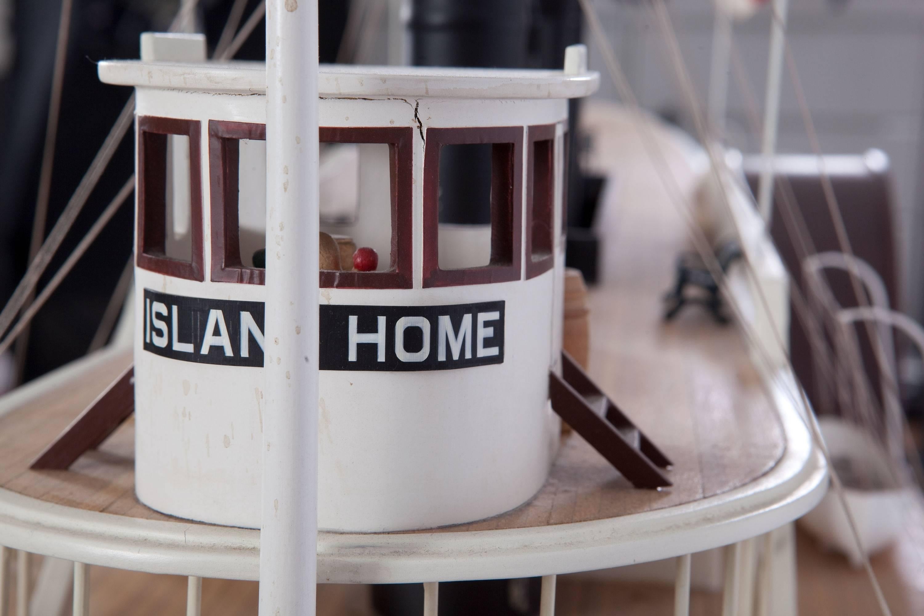 'Island Home' was a sidewheel steamer operating as a ferry serving the islands of Martha's Vineyard and Nantucket. Built in Greenpoint NY in 1855, she remained in service until 1902 when she incurred damage from an ice flow and sank.
Presented on