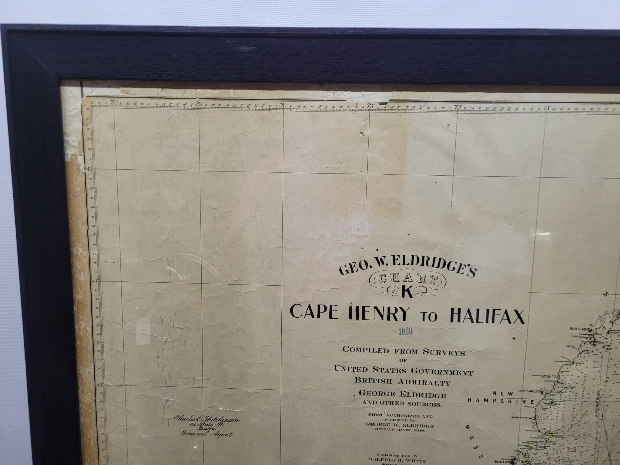 Carte maritime ancienne de la côte est de la Virginie à la Nova Scotia Bon état - En vente à Norwell, MA