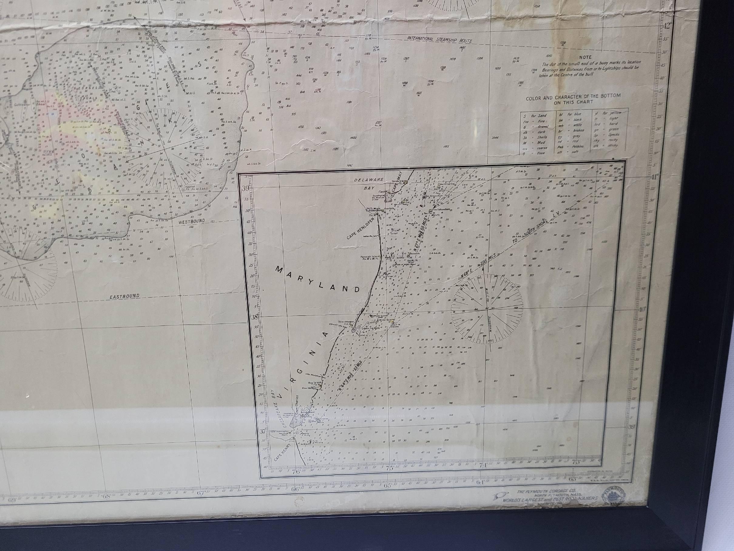 Carte maritime ancienne de la côte est de la Virginie à la Nova Scotia en vente 6