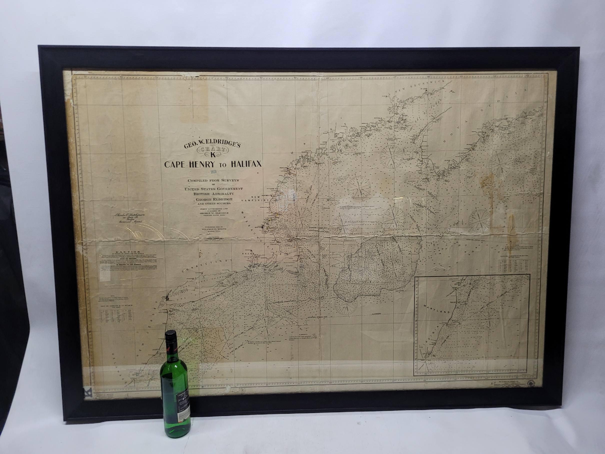 Nord-américain Carte maritime ancienne de la côte est de la Virginie à la Nova Scotia en vente