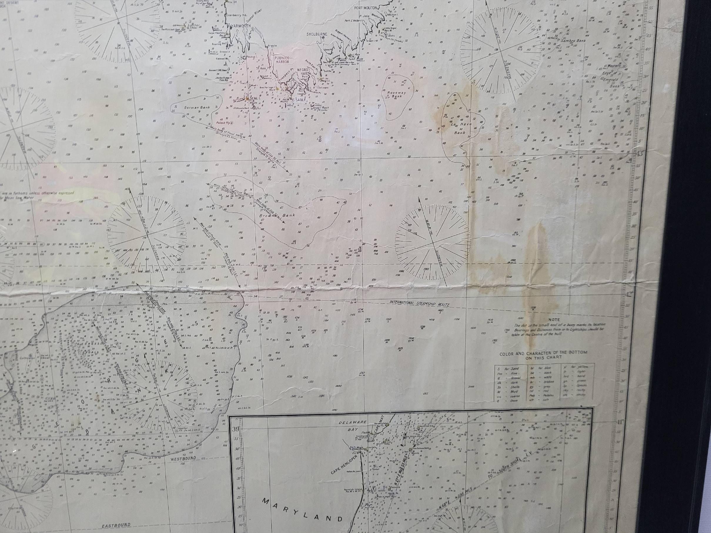 Carte maritime ancienne de la côte est de la Virginie à la Nova Scotia en vente 1