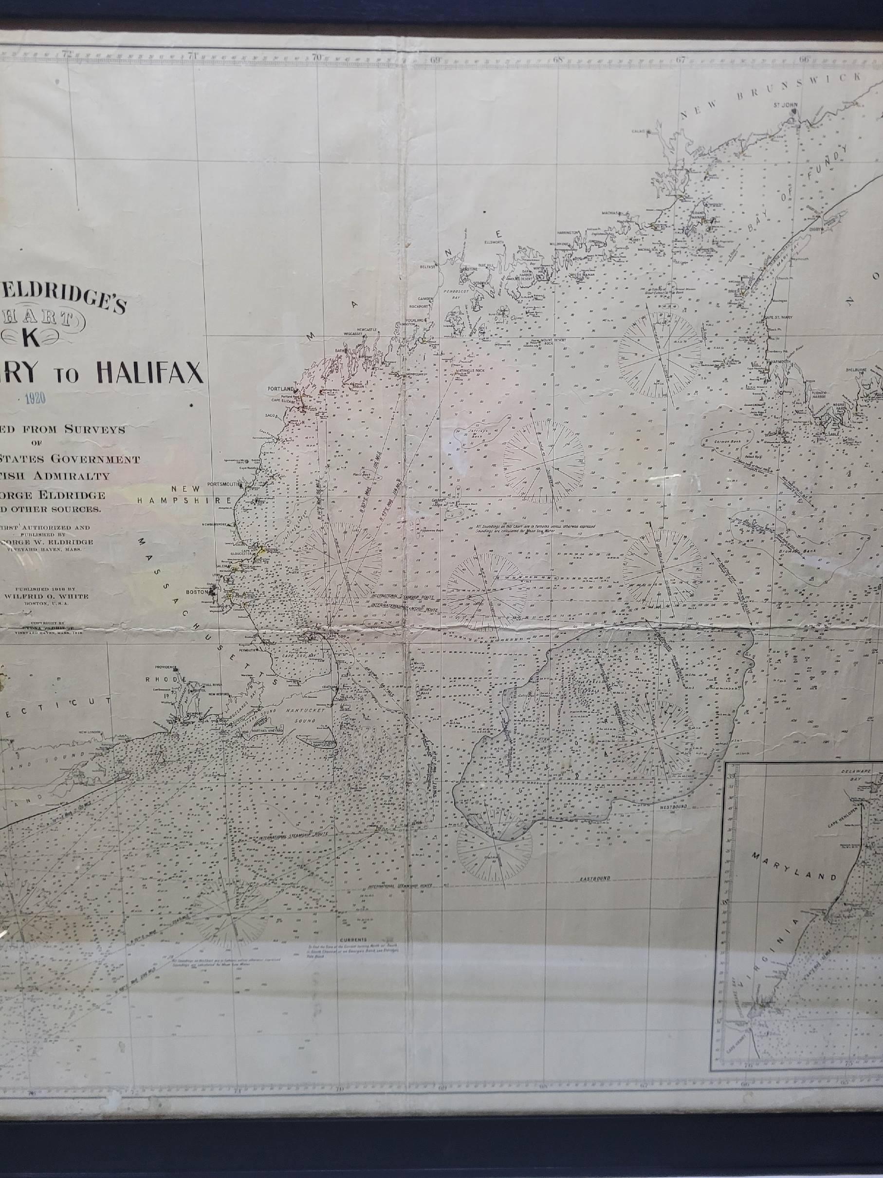 Carte maritime ancienne de la côte est de la Virginie à la Nova Scotia en vente 8