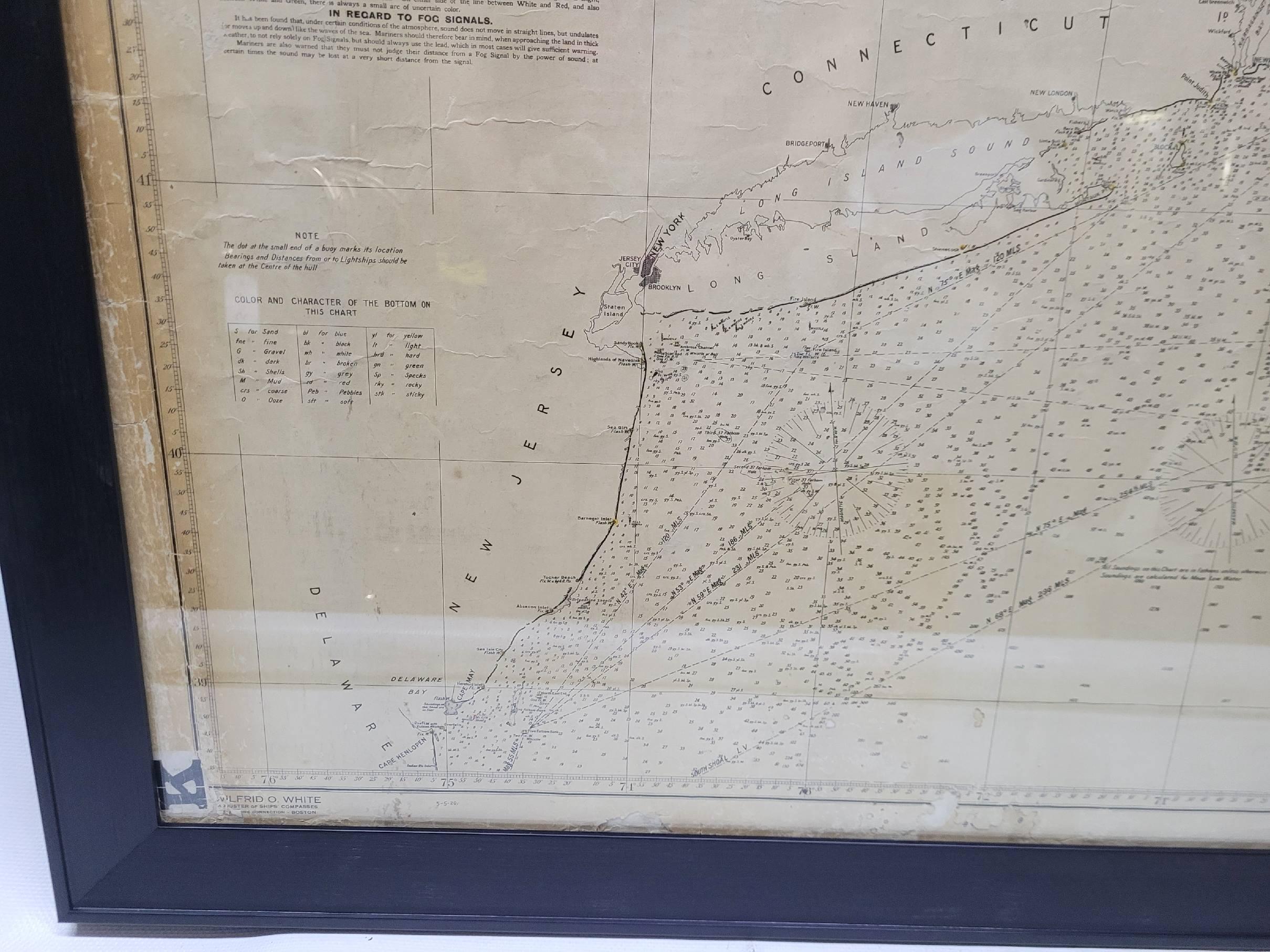 Carte maritime ancienne de la côte est de la Virginie à la Nova Scotia en vente 4