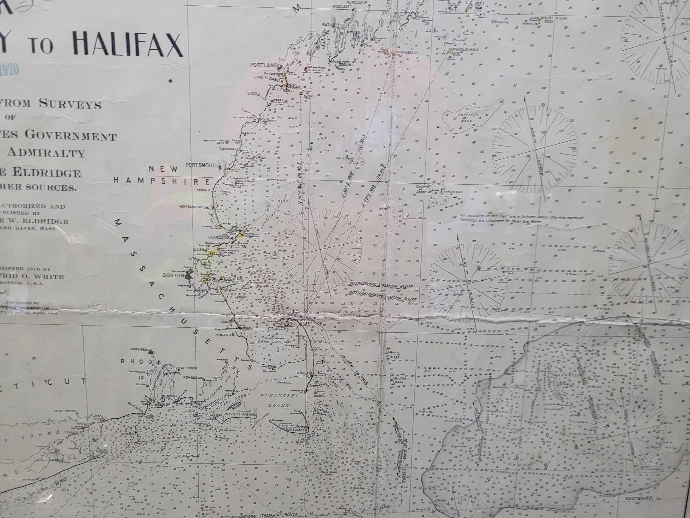 Carte maritime ancienne de la côte est de la Virginie à la Nova Scotia en vente 2