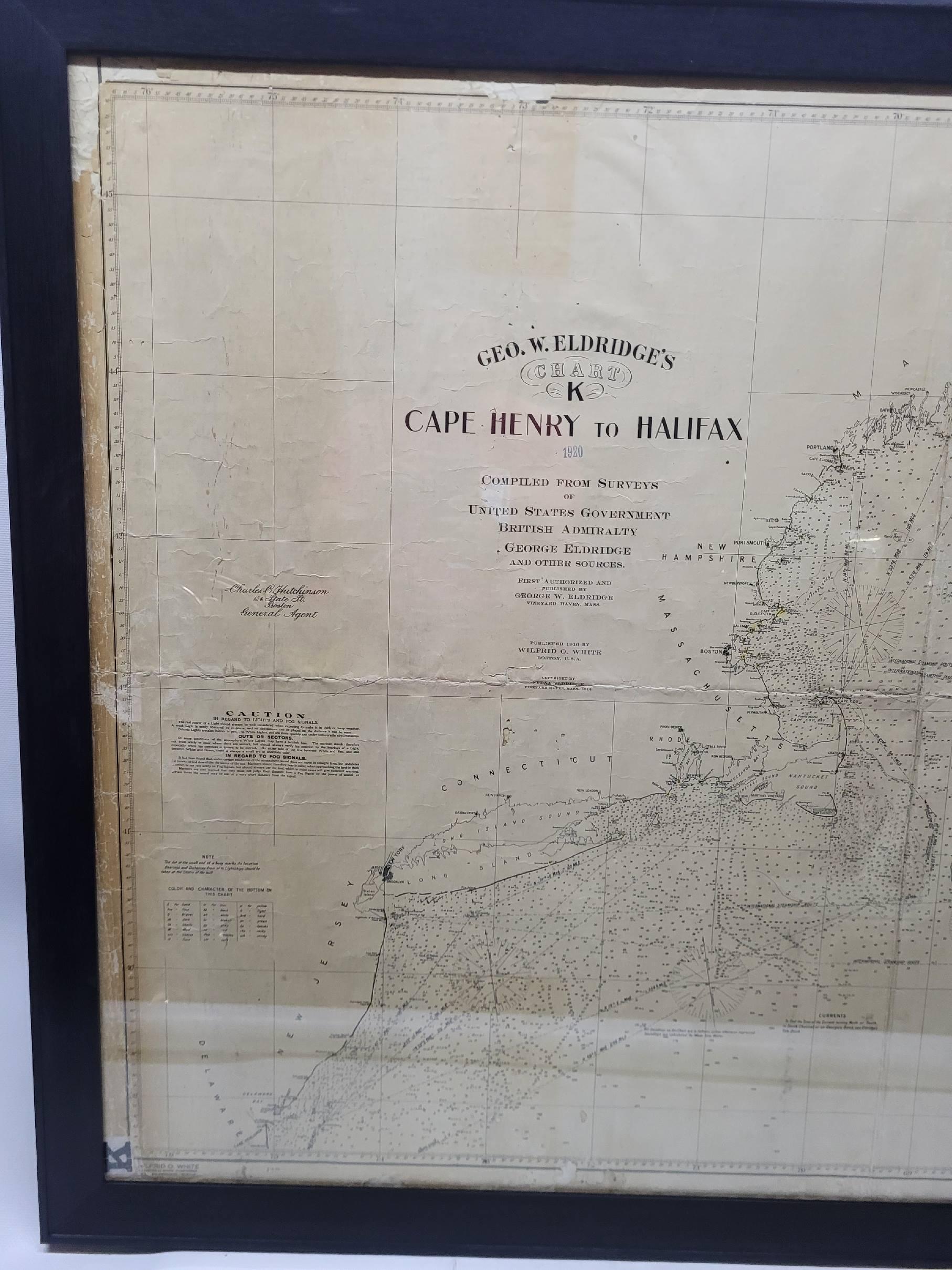 Carte maritime ancienne de la côte est de la Virginie à la Nova Scotia en vente 7