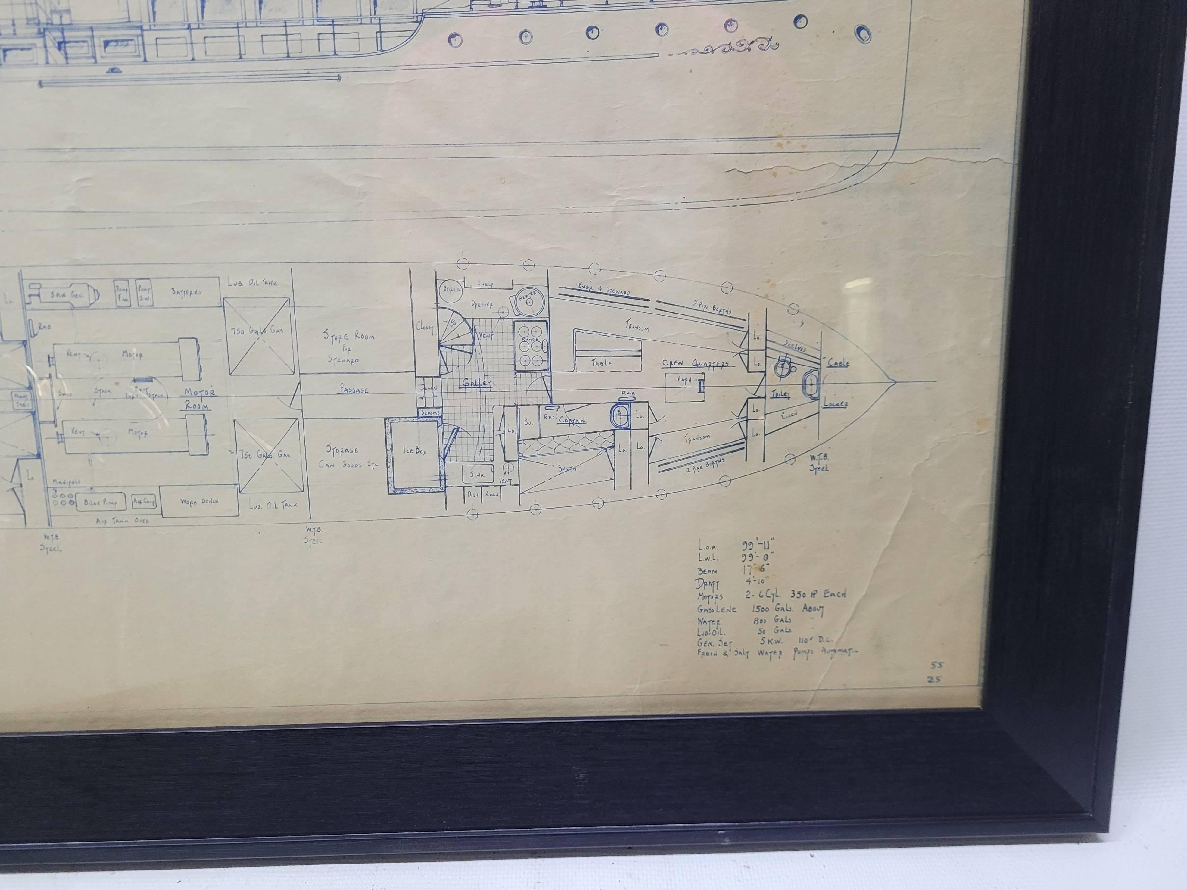 Plan original de 1925 d'un yacht de 100 pieds, réalisé par George Lawley en vente 2