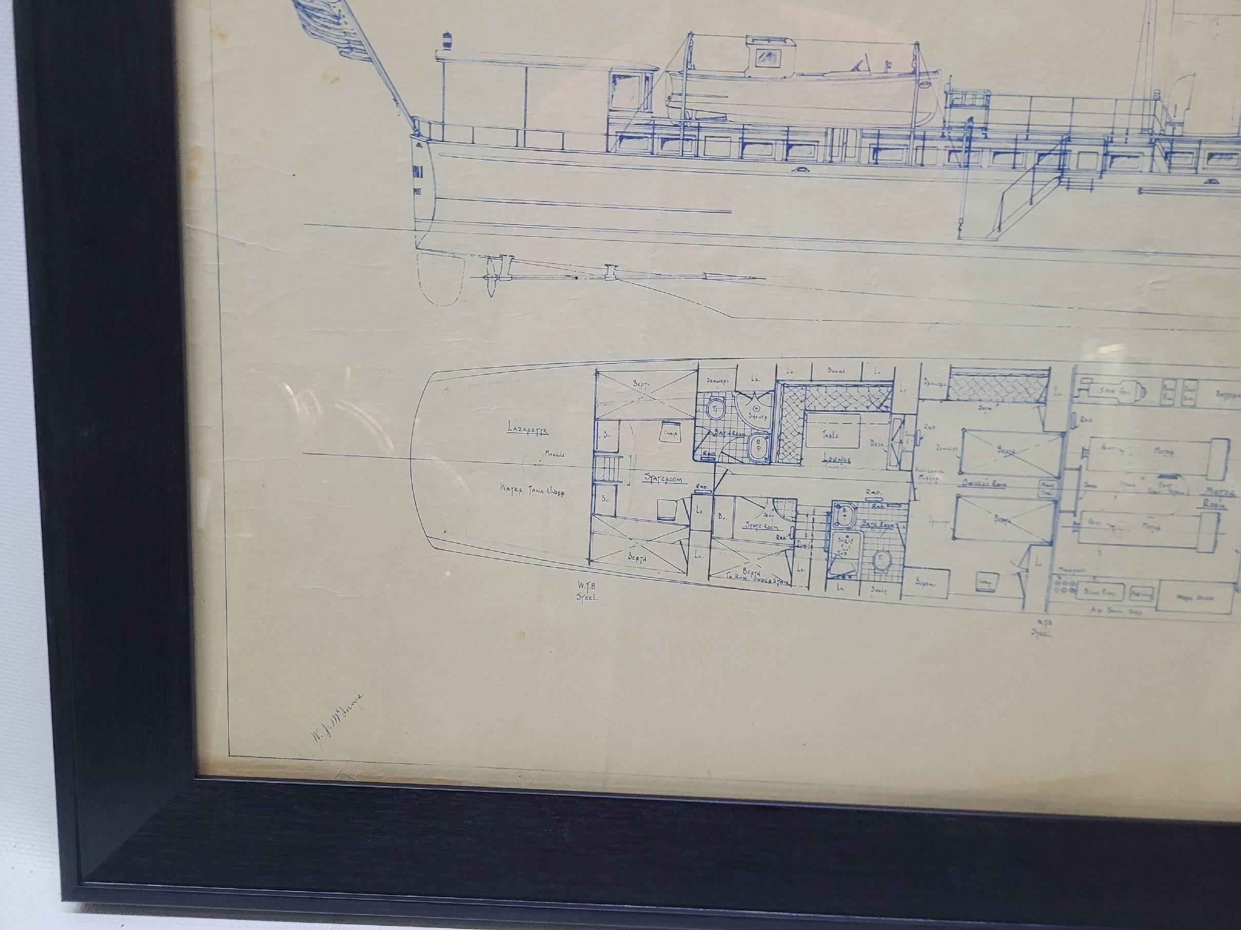 Plan original de 1925 d'un yacht de 100 pieds, réalisé par George Lawley en vente 1