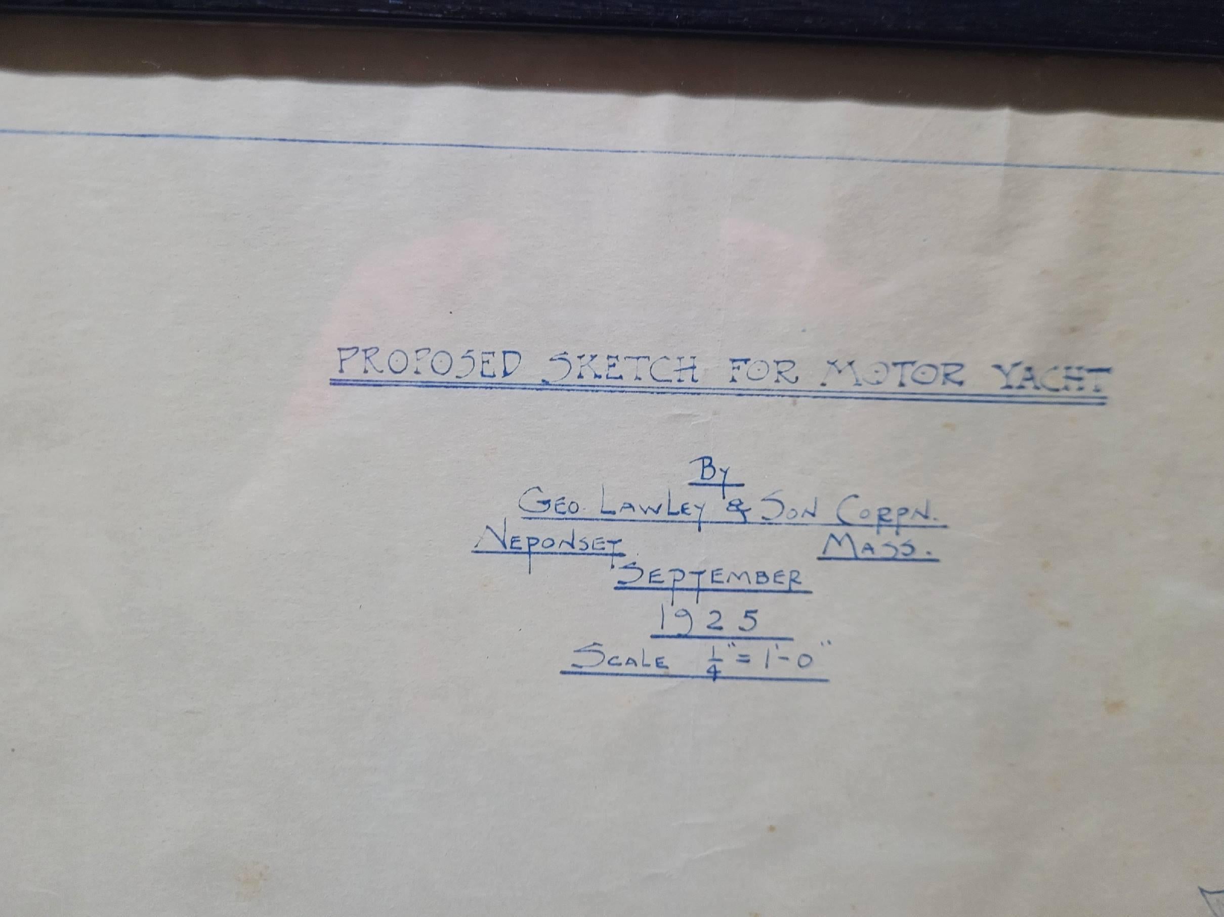 Plan original de 1925 d'un yacht de 100 pieds, réalisé par George Lawley en vente 4
