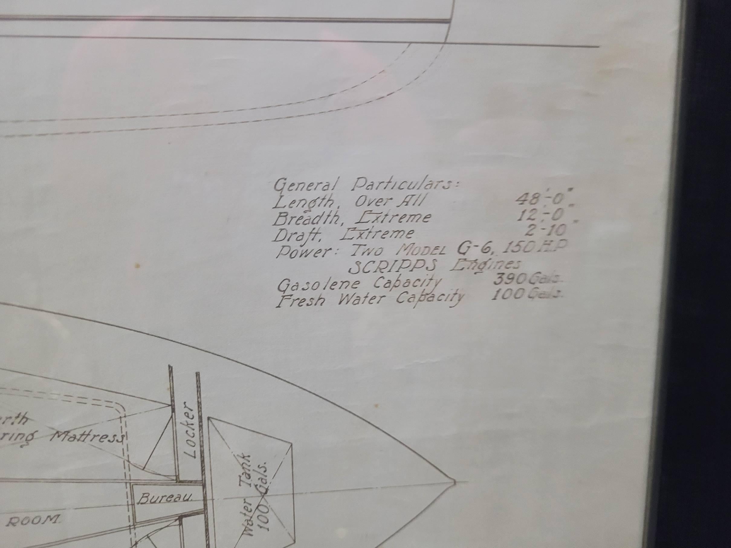 Dessin original d'un yacht de quarante-huit pieds par George Lawley en vente 2