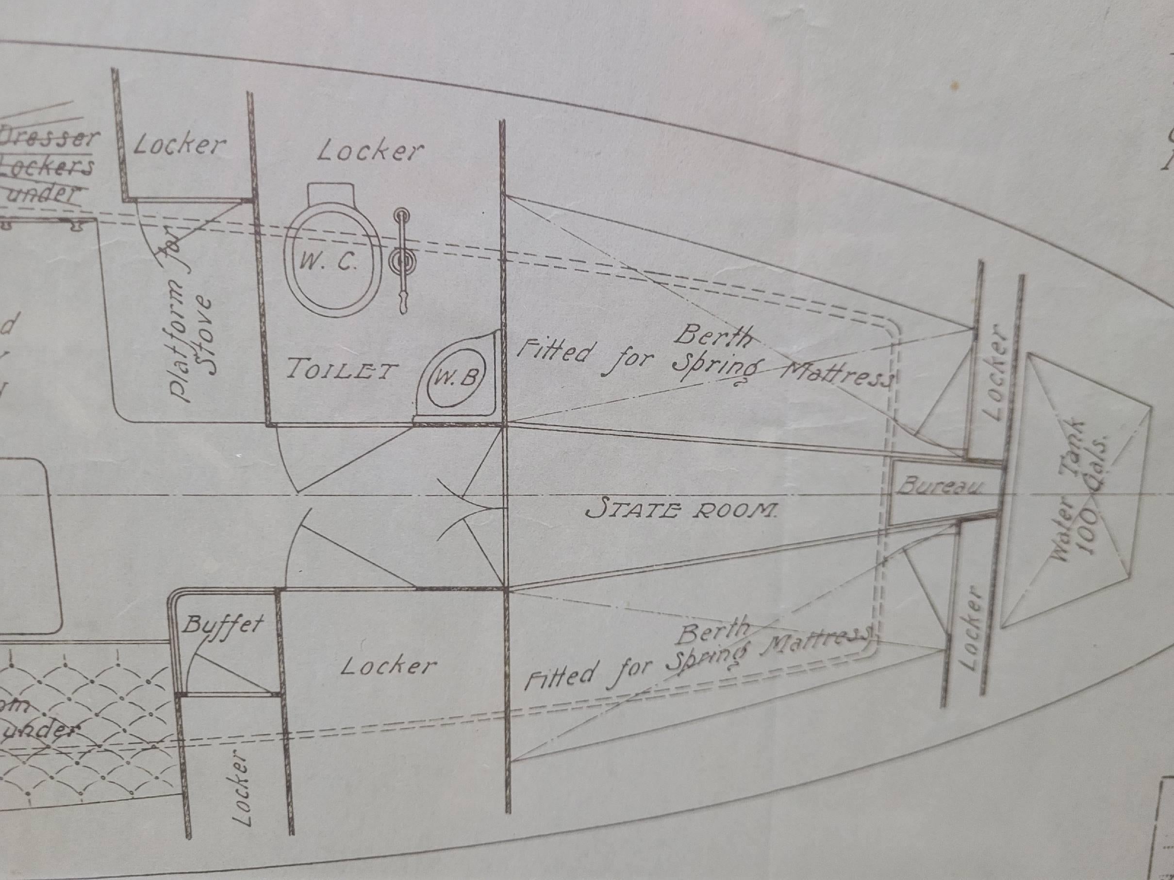 Dessin original d'un yacht de quarante-huit pieds par George Lawley en vente 4