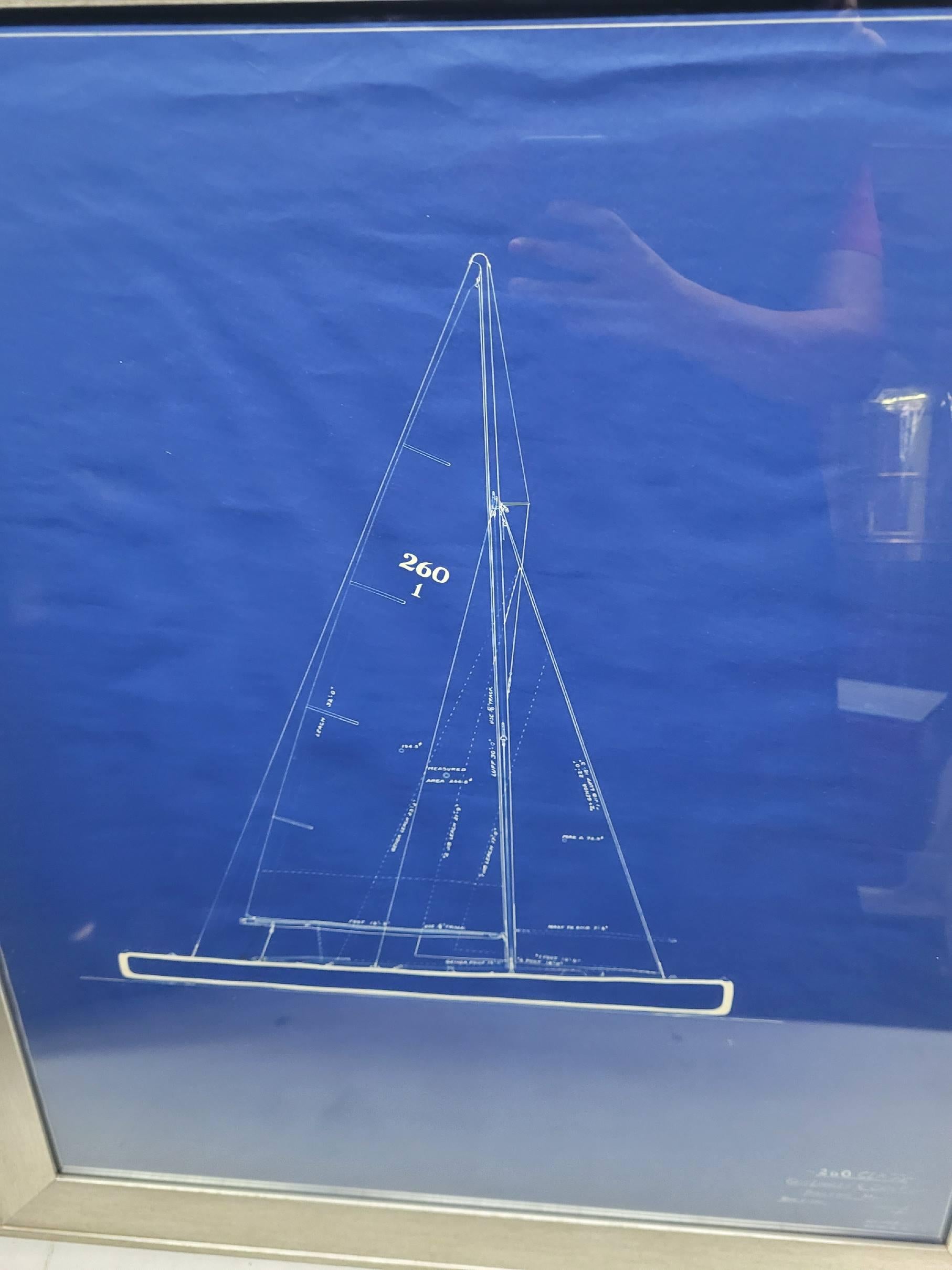 Nord-américain Plan de voilure original pour le yacht de classe 260, par George Lawley en vente
