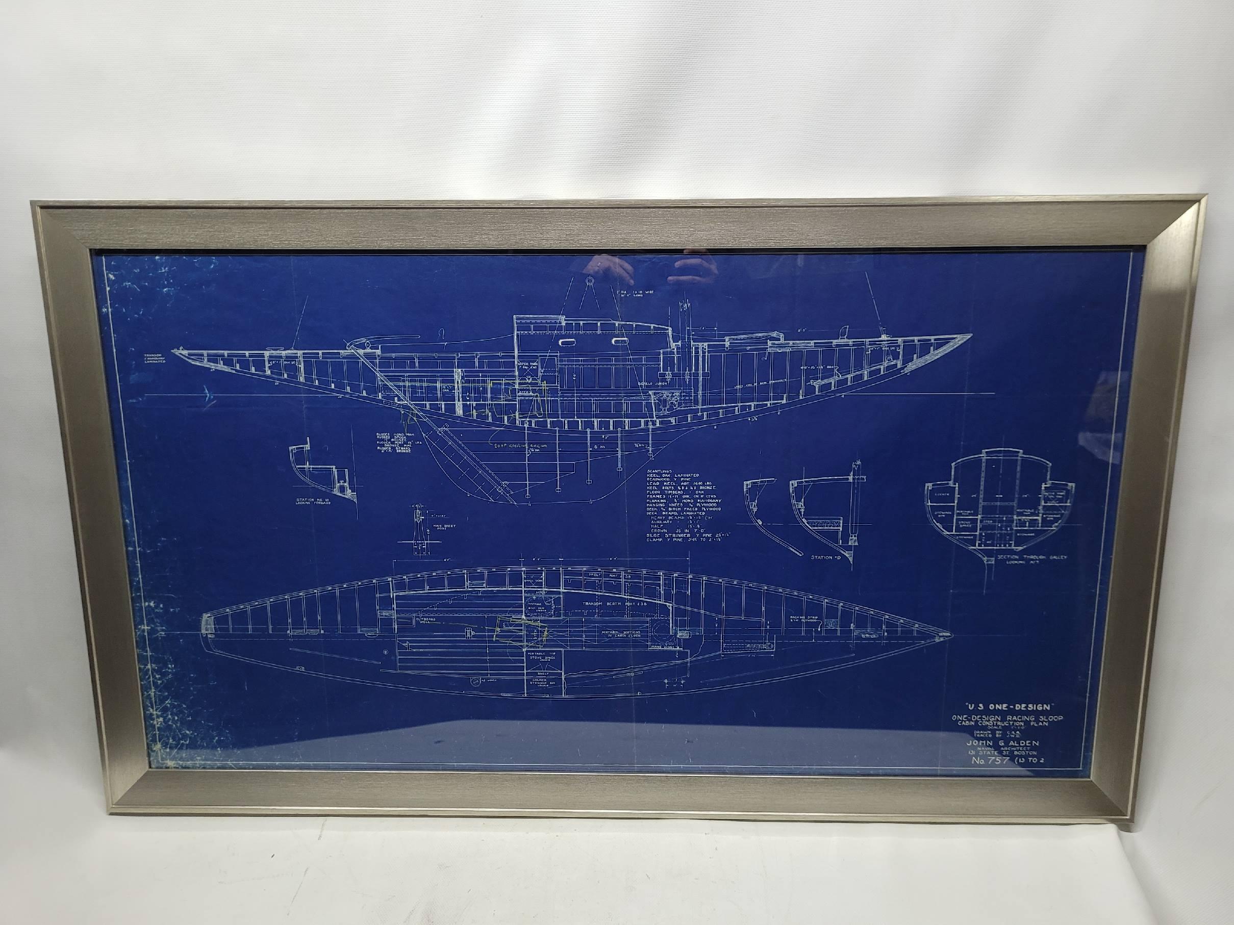 Nord-américain Super rare plan de sloop de course U.S. One Design/One en vente