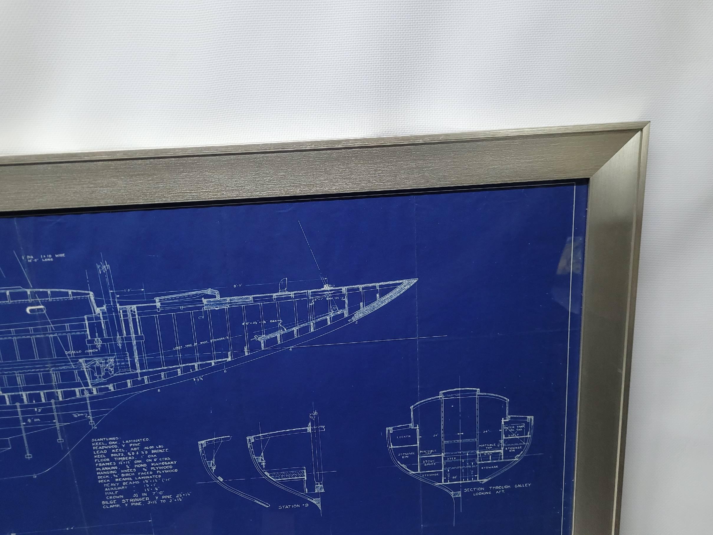 Super rare plan de sloop de course U.S. One Design/One Bon état - En vente à Norwell, MA