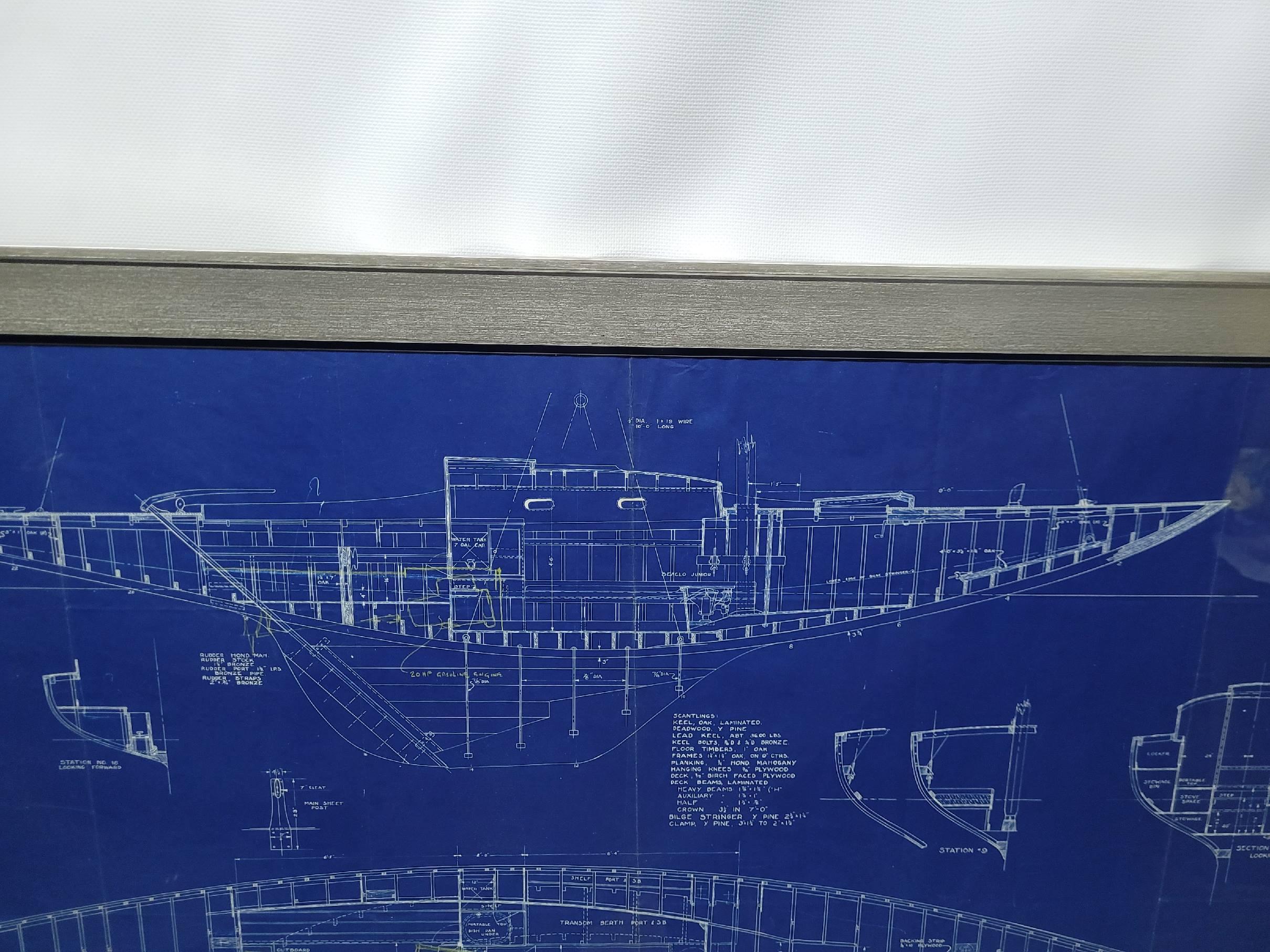 Milieu du XXe siècle Super rare plan de sloop de course U.S. One Design/One en vente