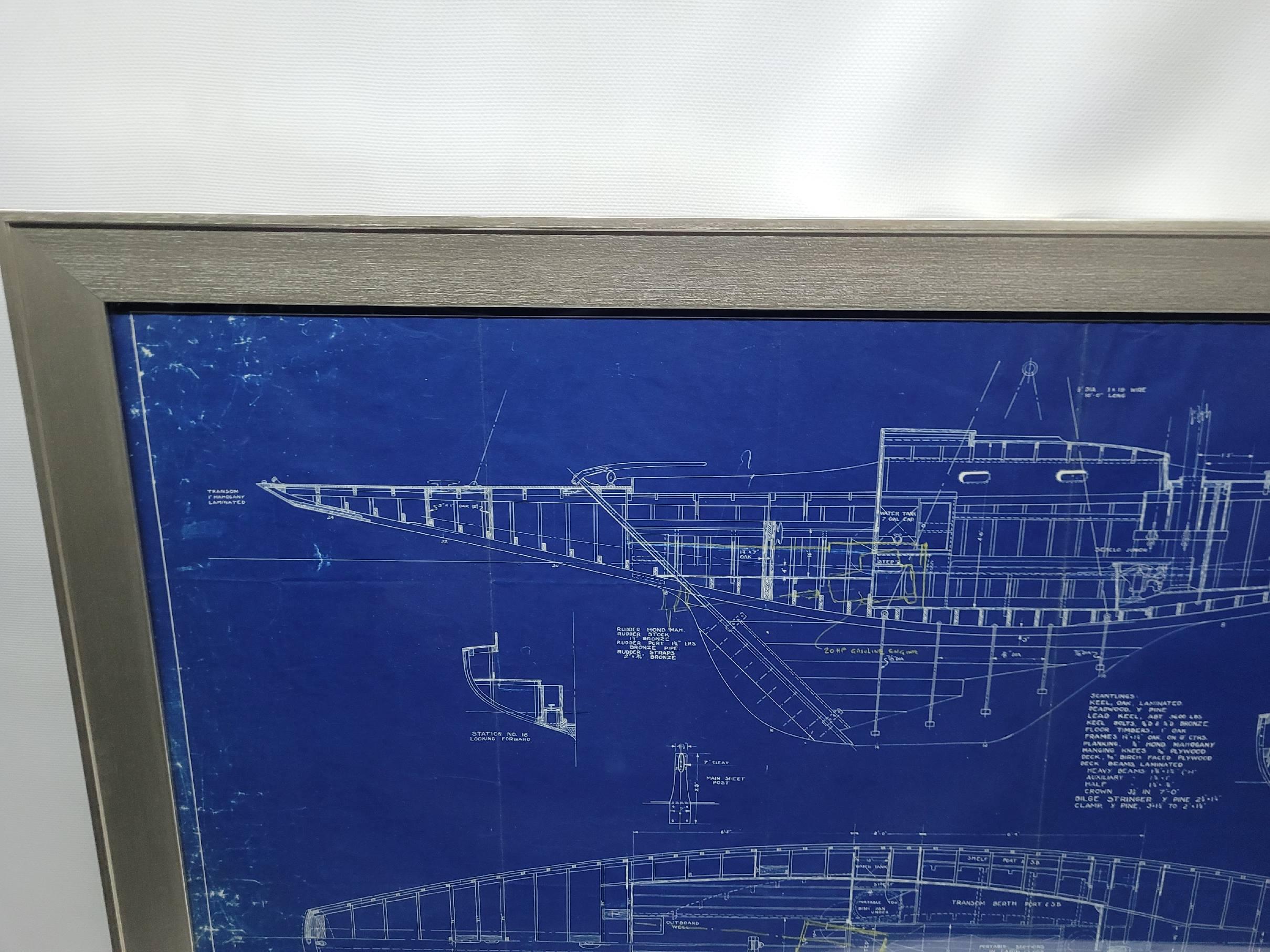 Papier Super rare plan de sloop de course U.S. One Design/One en vente