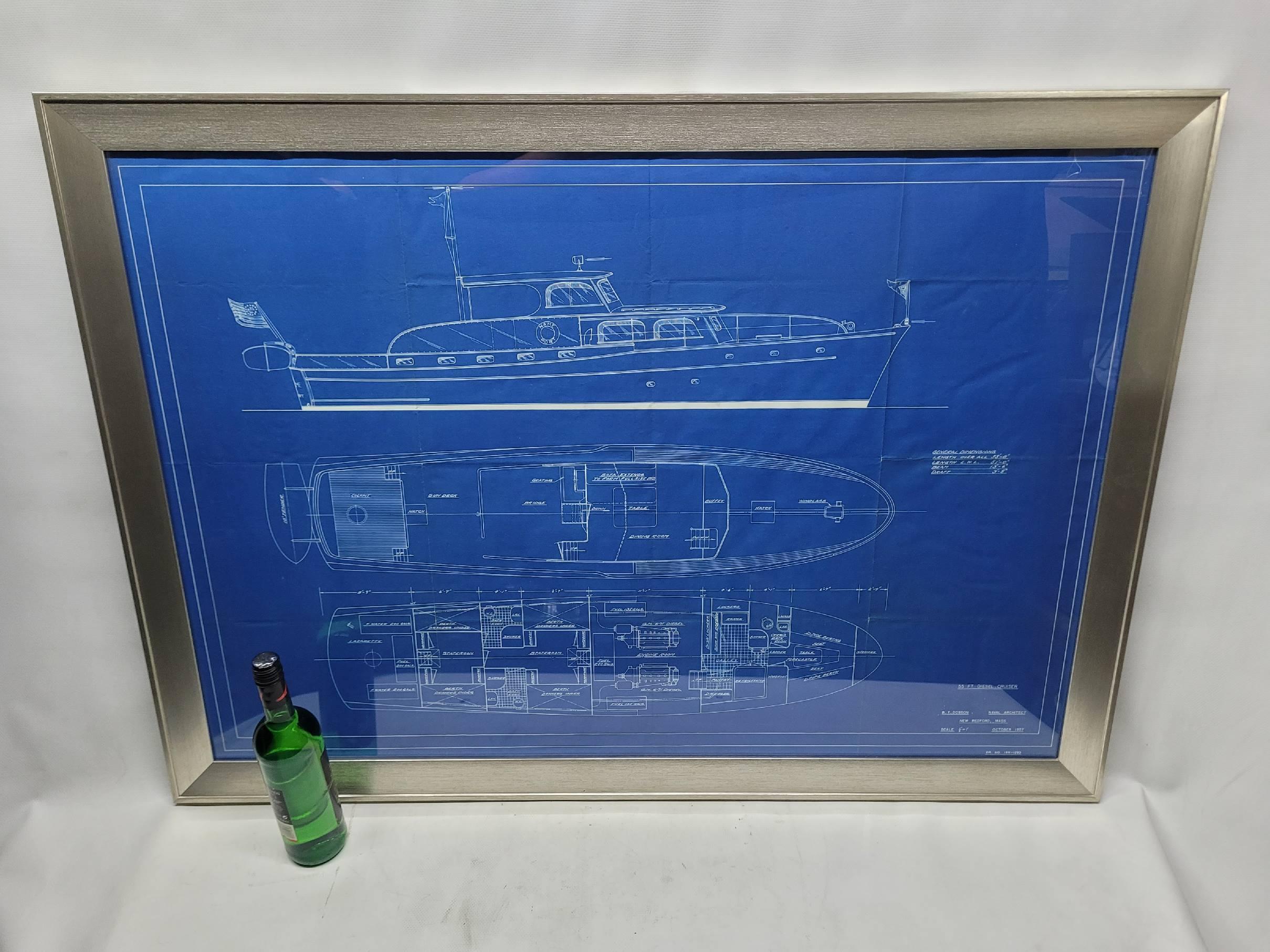 Nord-américain Énorme plan original d'un bateau de croisière à cabine, fabuleuse pièce d'art en vente