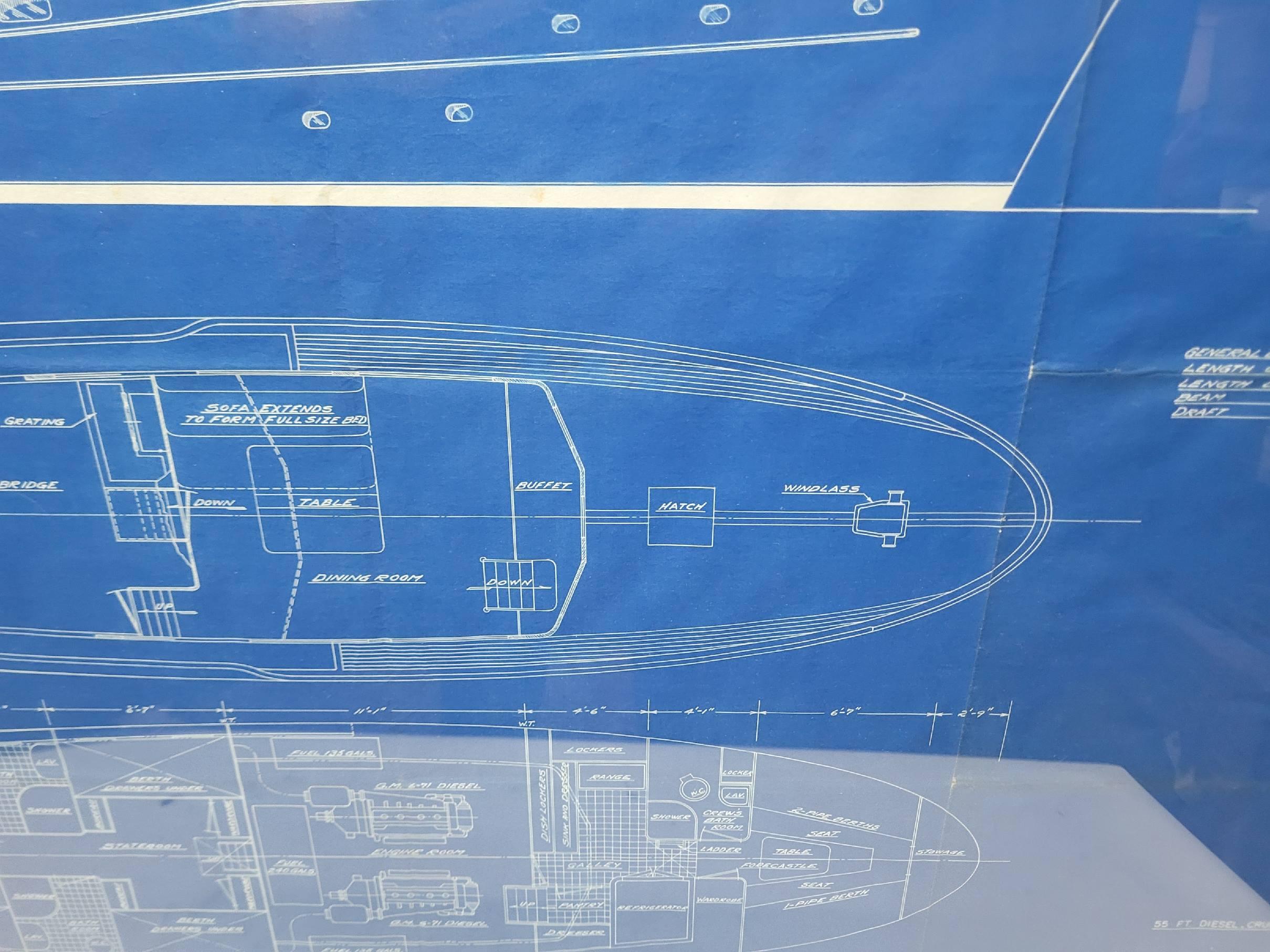 Énorme plan original d'un bateau de croisière à cabine, fabuleuse pièce d'art en vente 2