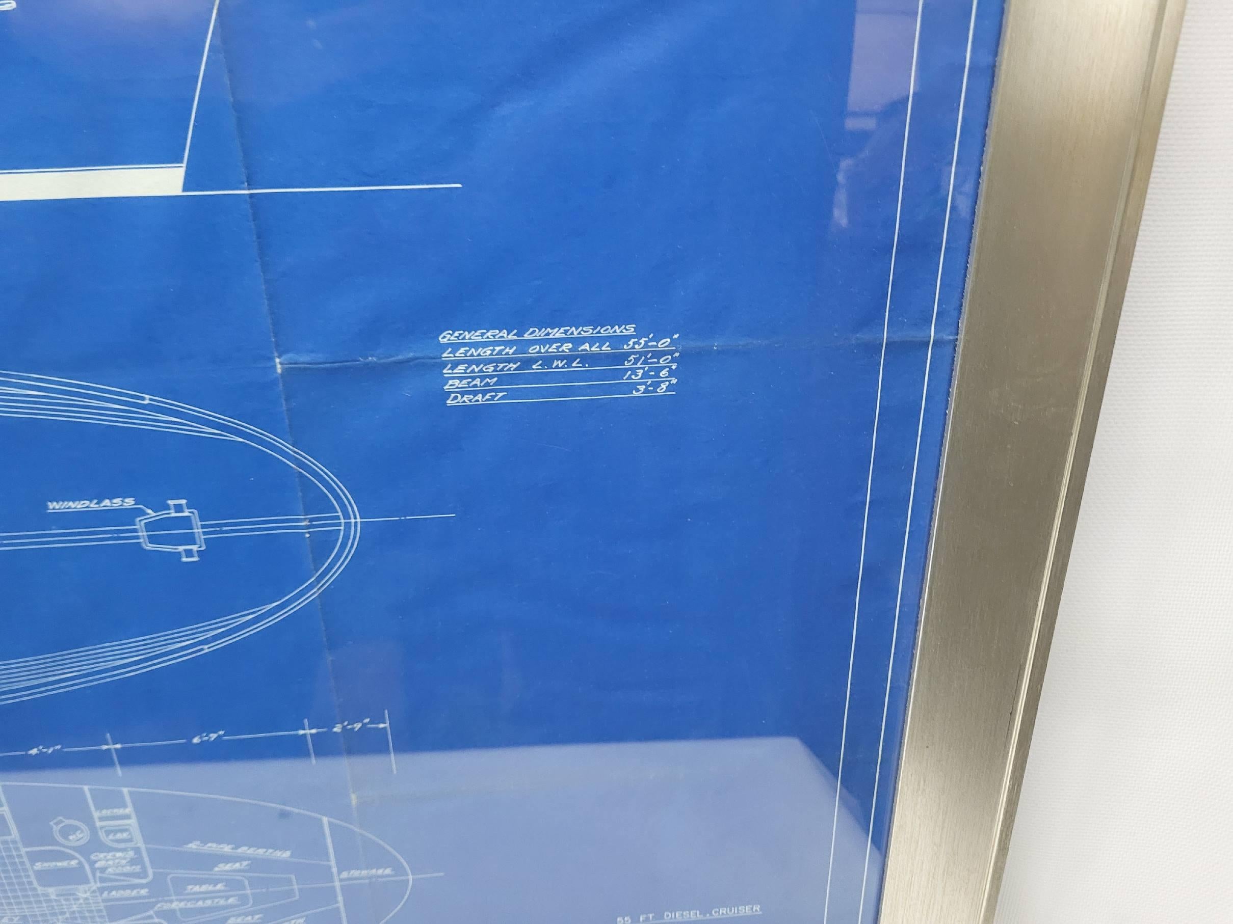 Énorme plan original d'un bateau de croisière à cabine, fabuleuse pièce d'art en vente 1
