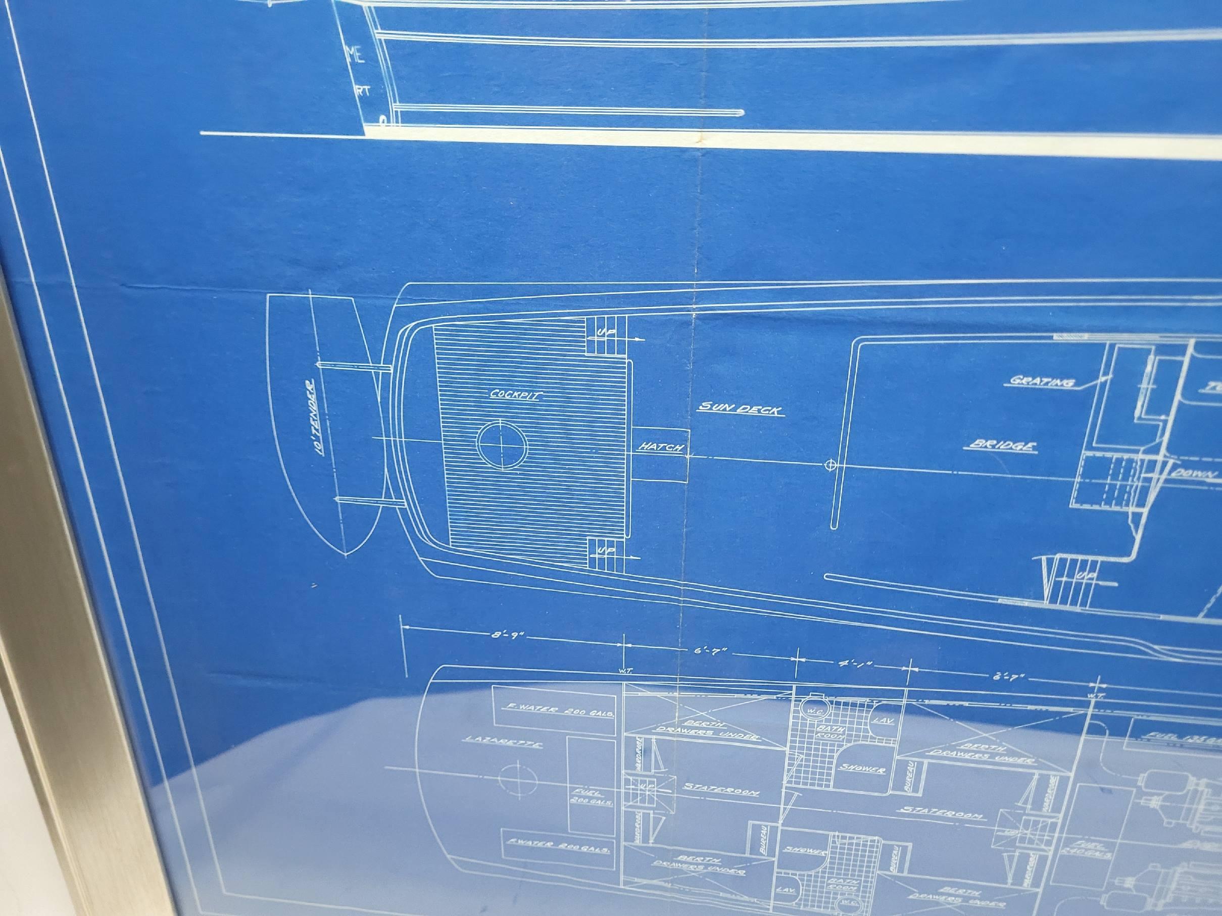 Énorme plan original d'un bateau de croisière à cabine, fabuleuse pièce d'art en vente 3