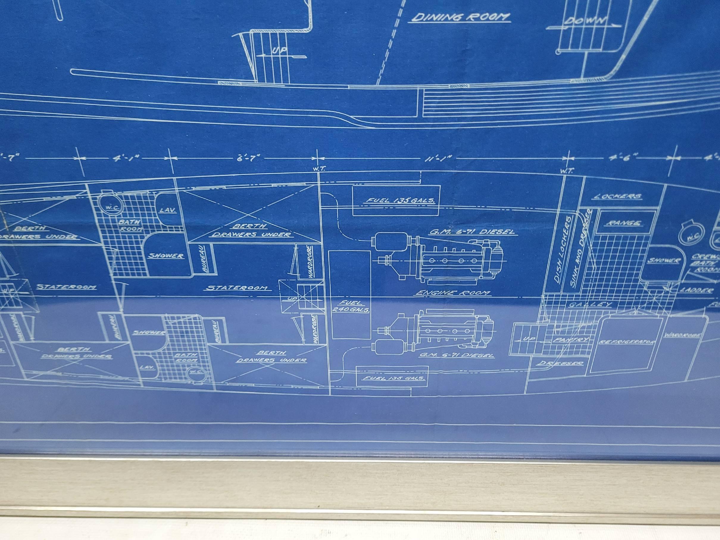 Énorme plan original d'un bateau de croisière à cabine, fabuleuse pièce d'art en vente 5