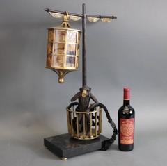 Figural Monkey Bronze Lamp