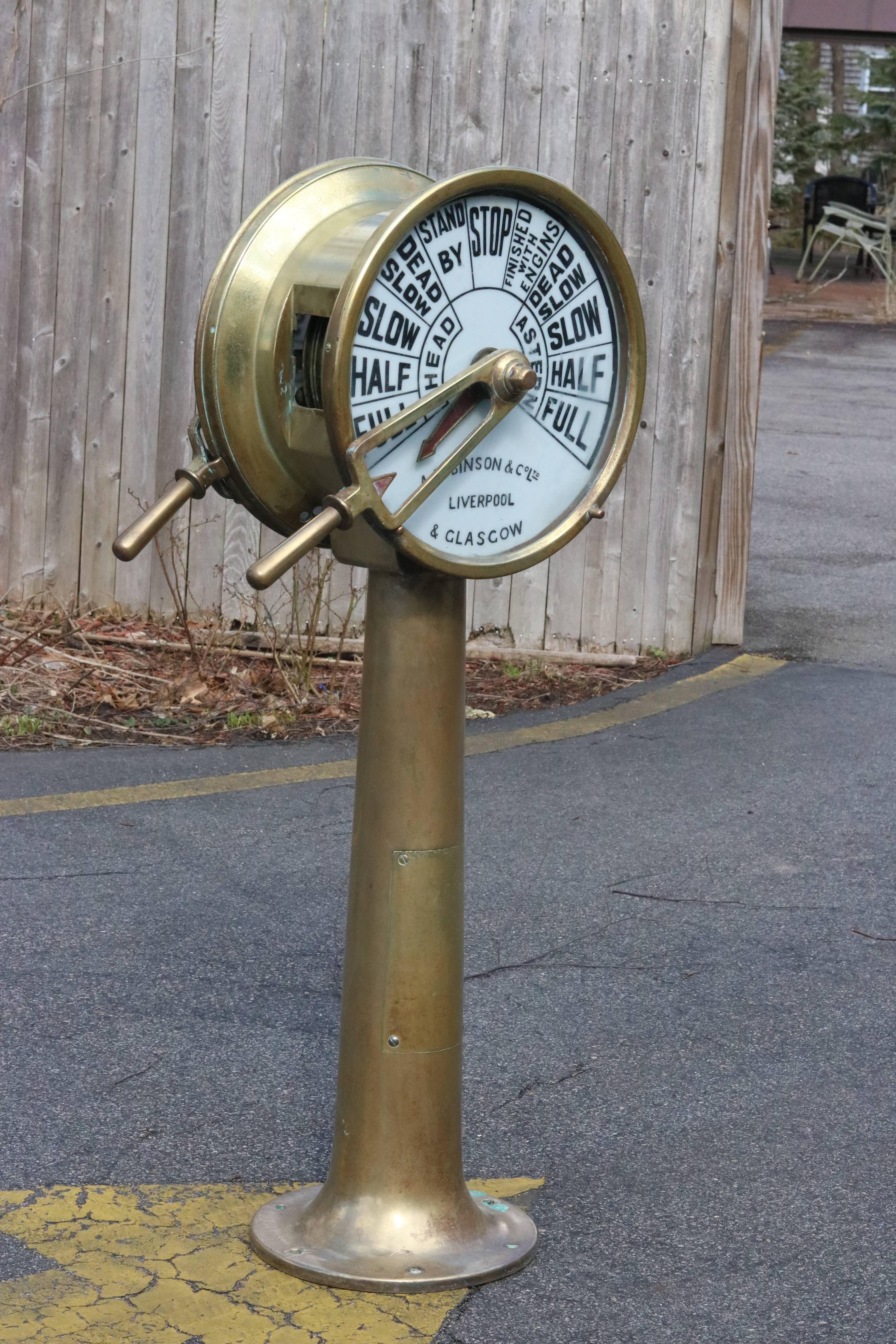 20th Century Brass Engine Room Telegraph by Robinson of Liverpool