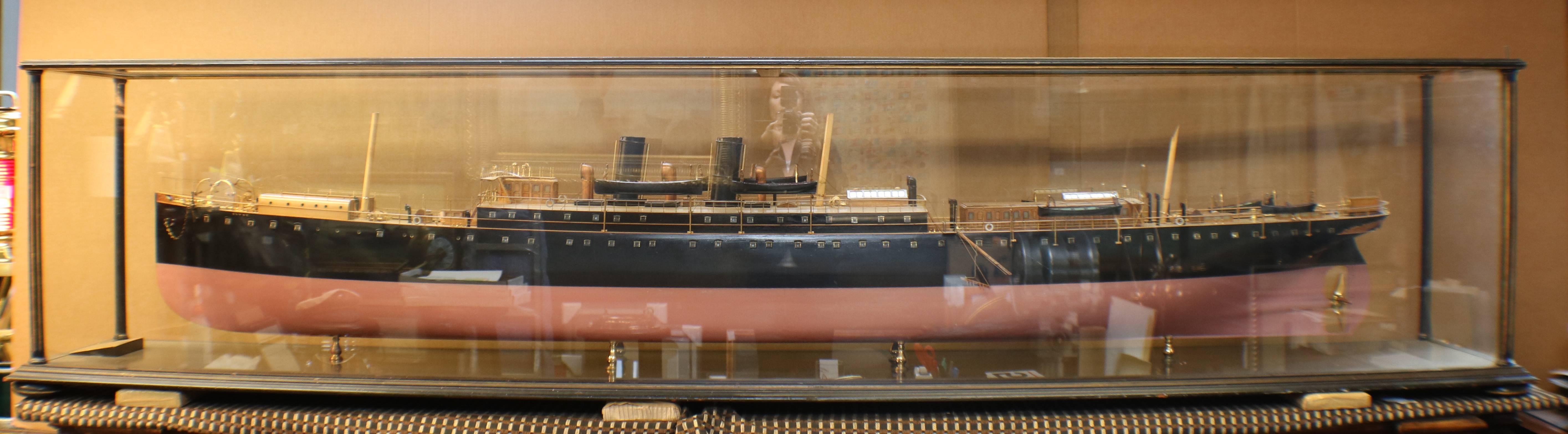 Exquisite dockyard builder's model of the Peninsular & Oriental Steamship "Clyde". Ceremoniously named after the river that launched thousands of ships. This extraordinary builder's model has over seven hundred gold plated fittings,