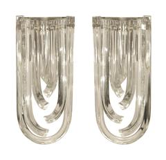 Pair of Murano Curved Crystal Sconces