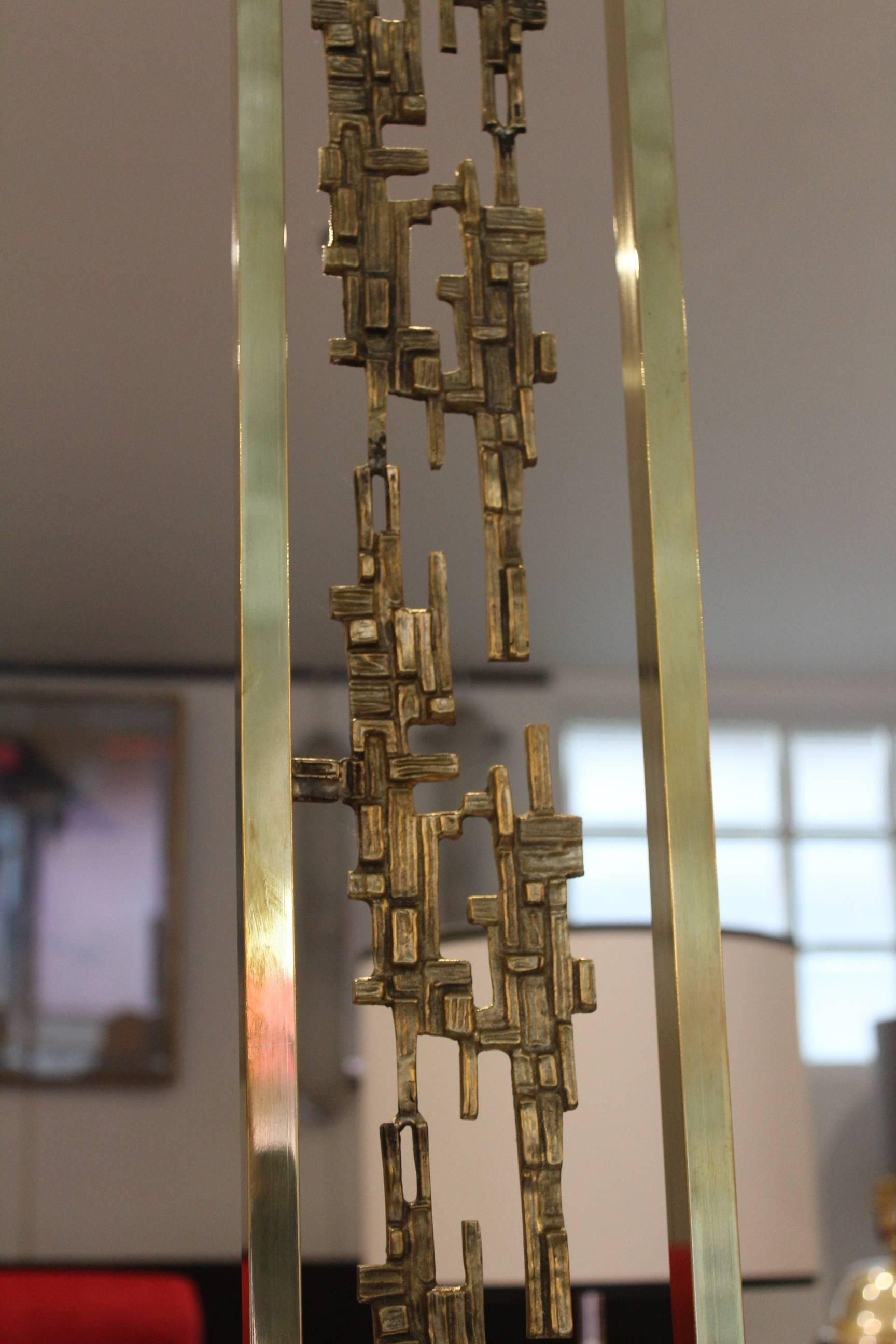 Gilded Bronze Floor Lamp with Abstract Decor 1