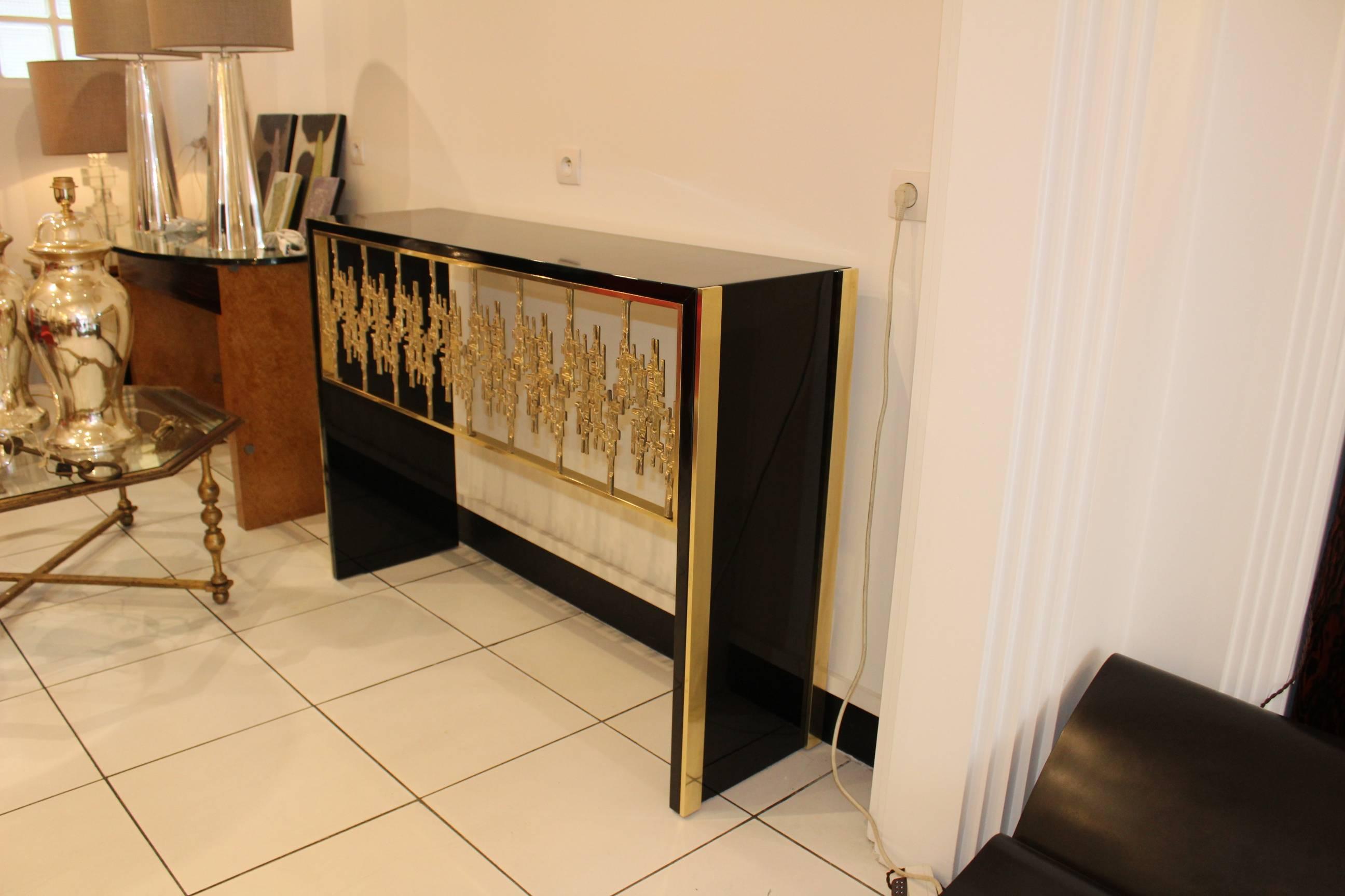 Lacquered Console with Gilded Bronze Decor 1