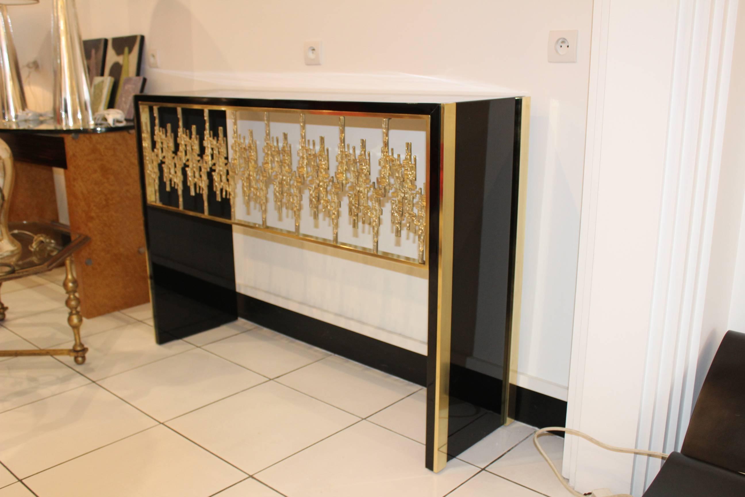 Lacquered Console with Gilded Bronze Decor 2