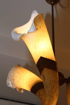 Italian Chandelier with Murano Glass Cornucopias by Barovier, circa 1960