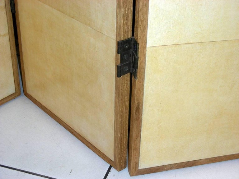 Oak and Original Parchment Screen, circa 1940 at 1stDibs