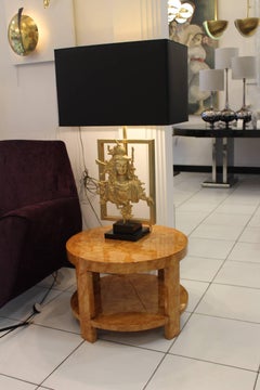 Gueridon Art Deco in impiallacciatura di pergamena verniciata