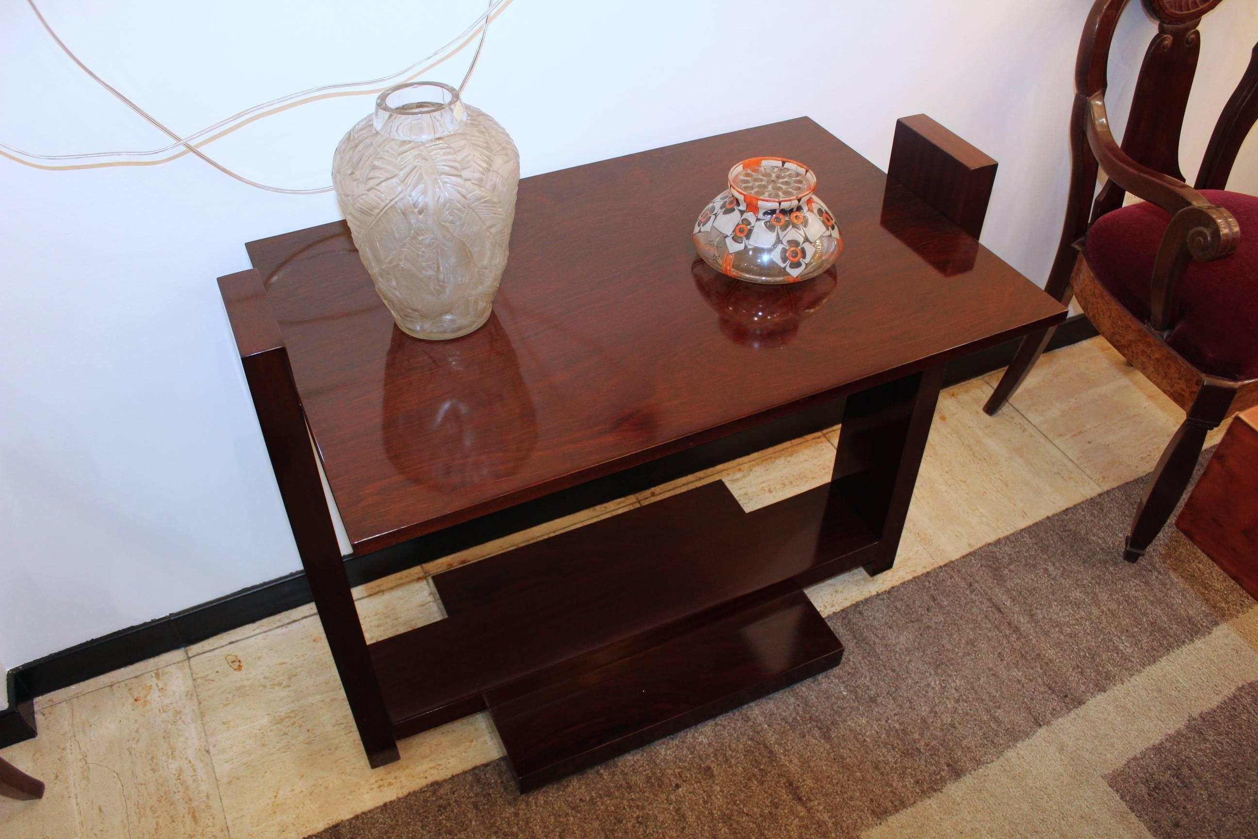 Art Deco Console or Side Table in Varnished Wood Andre Sornay Attributed, circa 1930