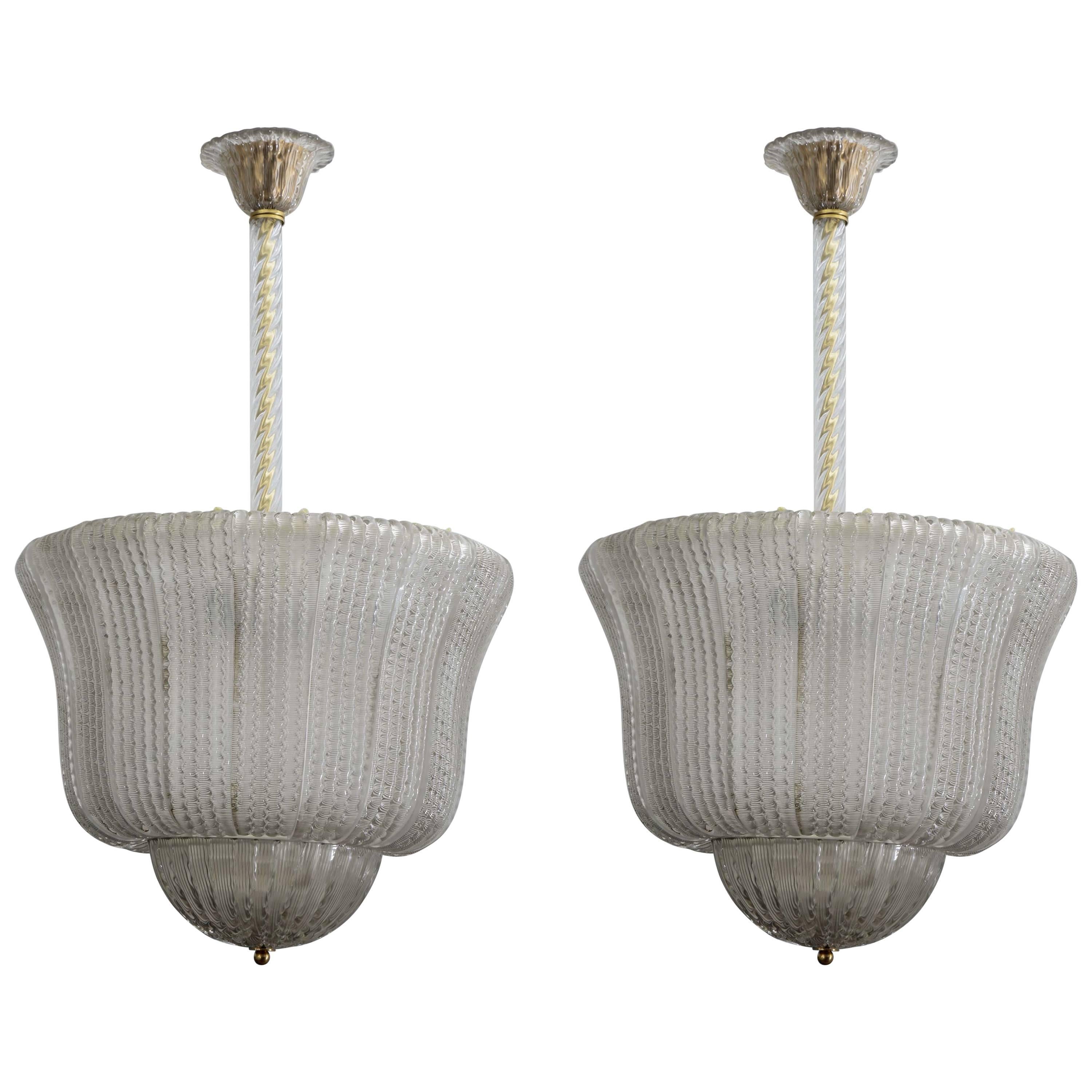Elegant Pair of Murano Beaded Glass Lanterns