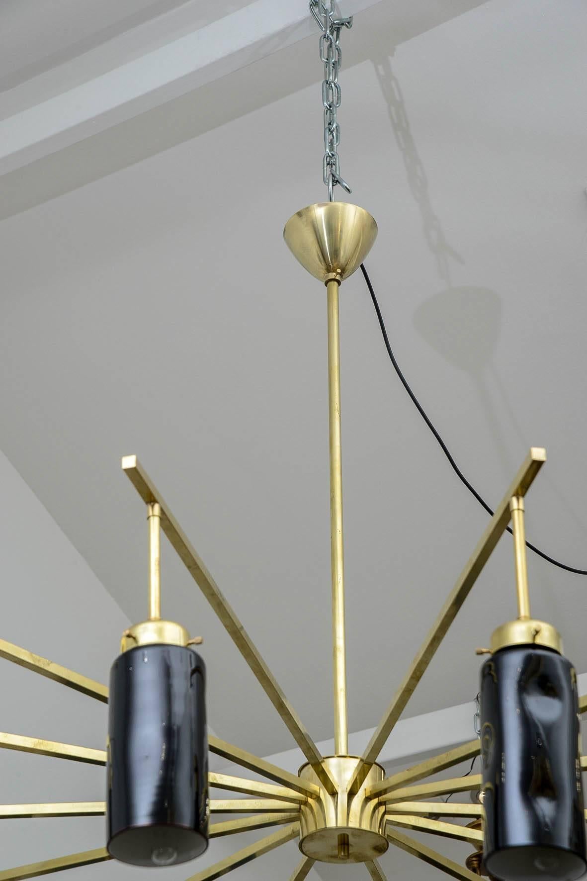 Modern Spectacular Brass and Opaline Spider Pendant