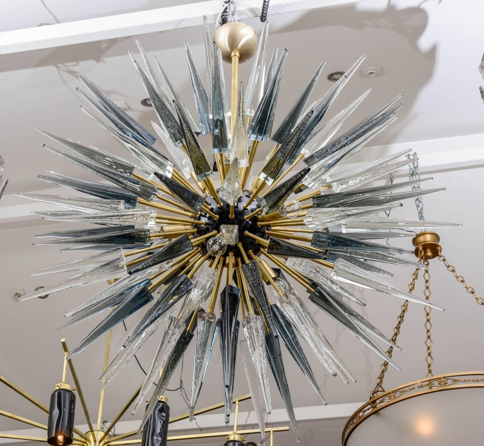 Brass Exceptional Murano Glass Sputnik Chandelier