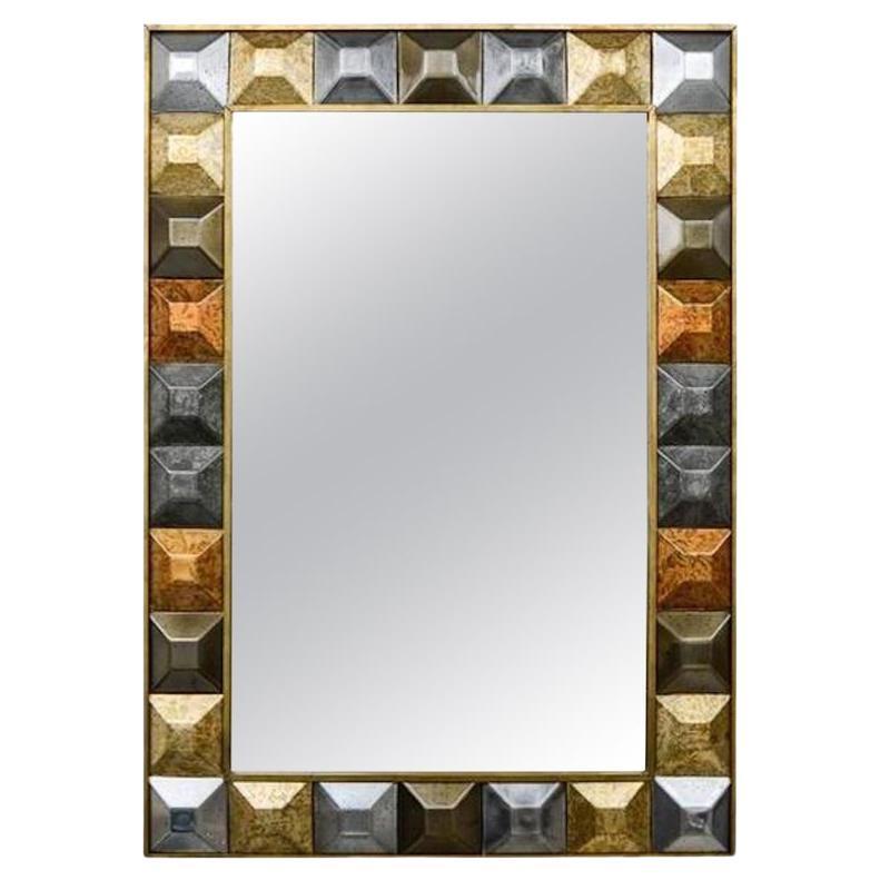 Miroir "Diamond Tips", patine dorée en vente