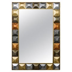 Mirror "Diamond Tips", Gilt Patina