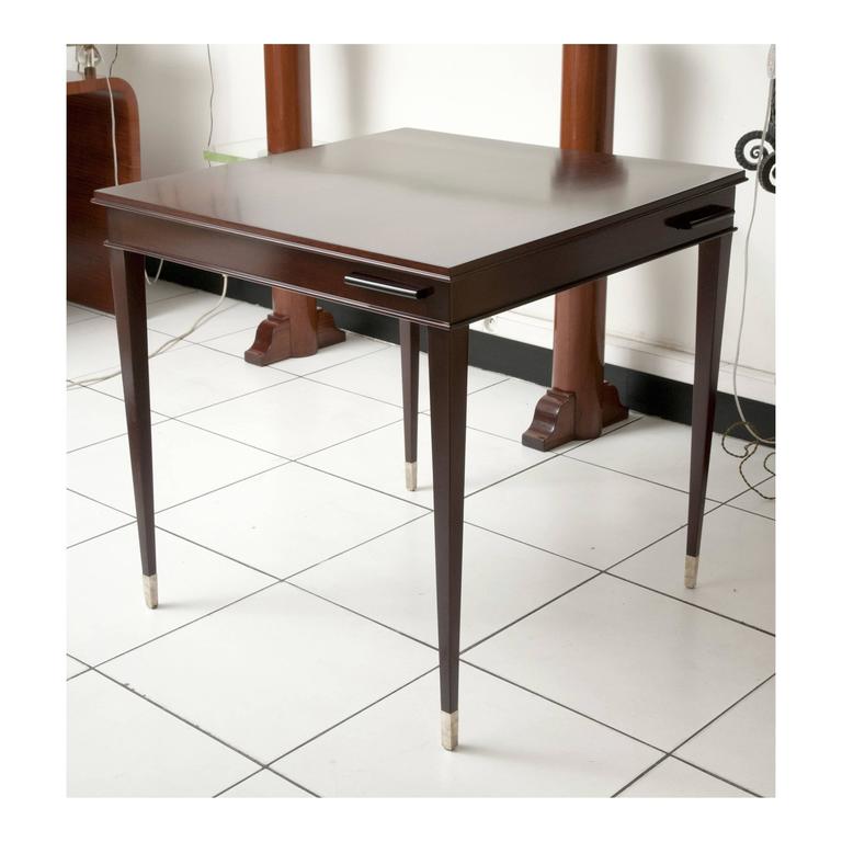 Elegant Art Deco Game Table with Two Armchairs, circa 1930 For Sale at