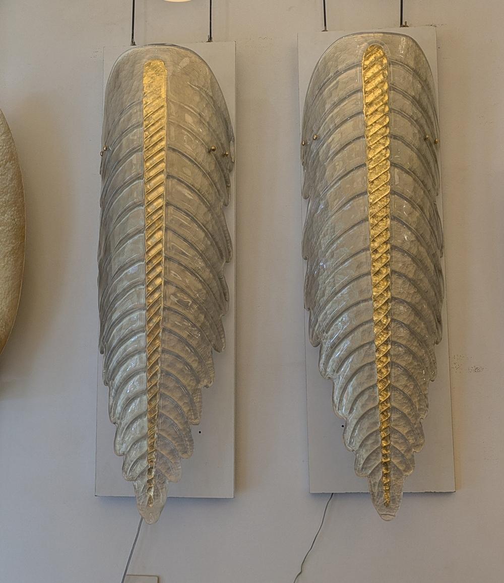 Paire d'appliques murales à feuilles en verre de Murano en vente 6