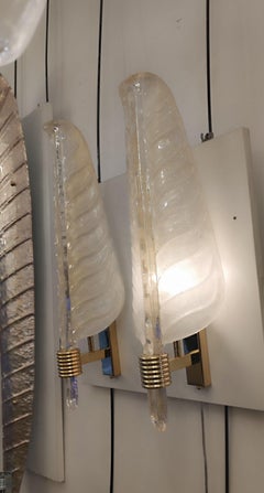 Pair of Barovier Murano Glass Leaves Sconces