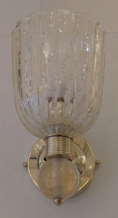 Pair of Brass and Murano Glass Sconces