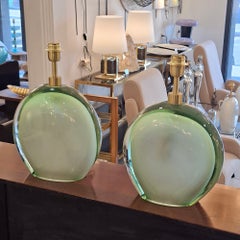 Pair of Table Lamps in green  Murano Glass