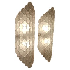 Pair of molded-pressed smoked Murano glass sconces